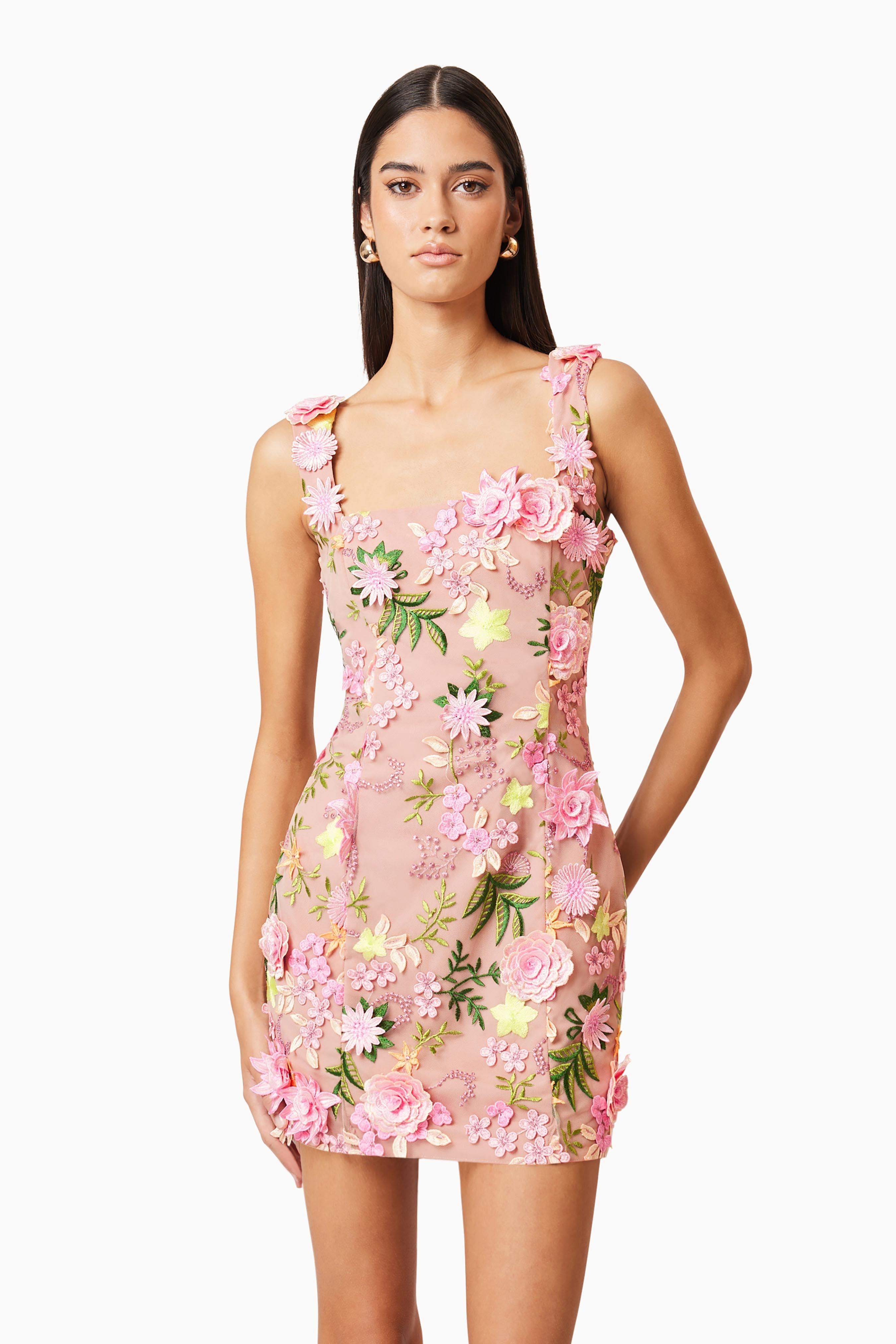 Aella Embroidered Mini Dress In Pink - Image 6
