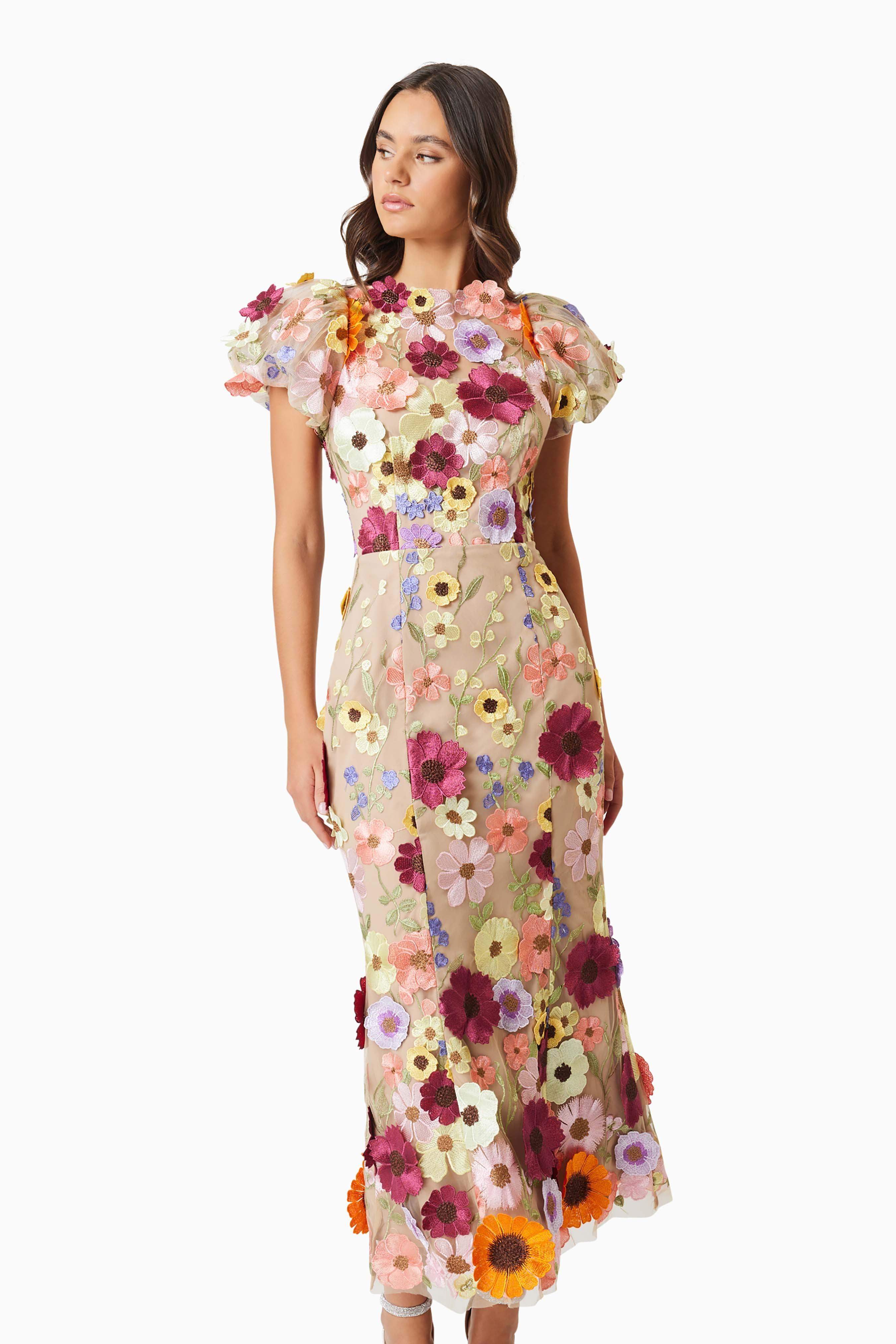 Astraea 3D Lace Maxi Dress In Pink - Image 5