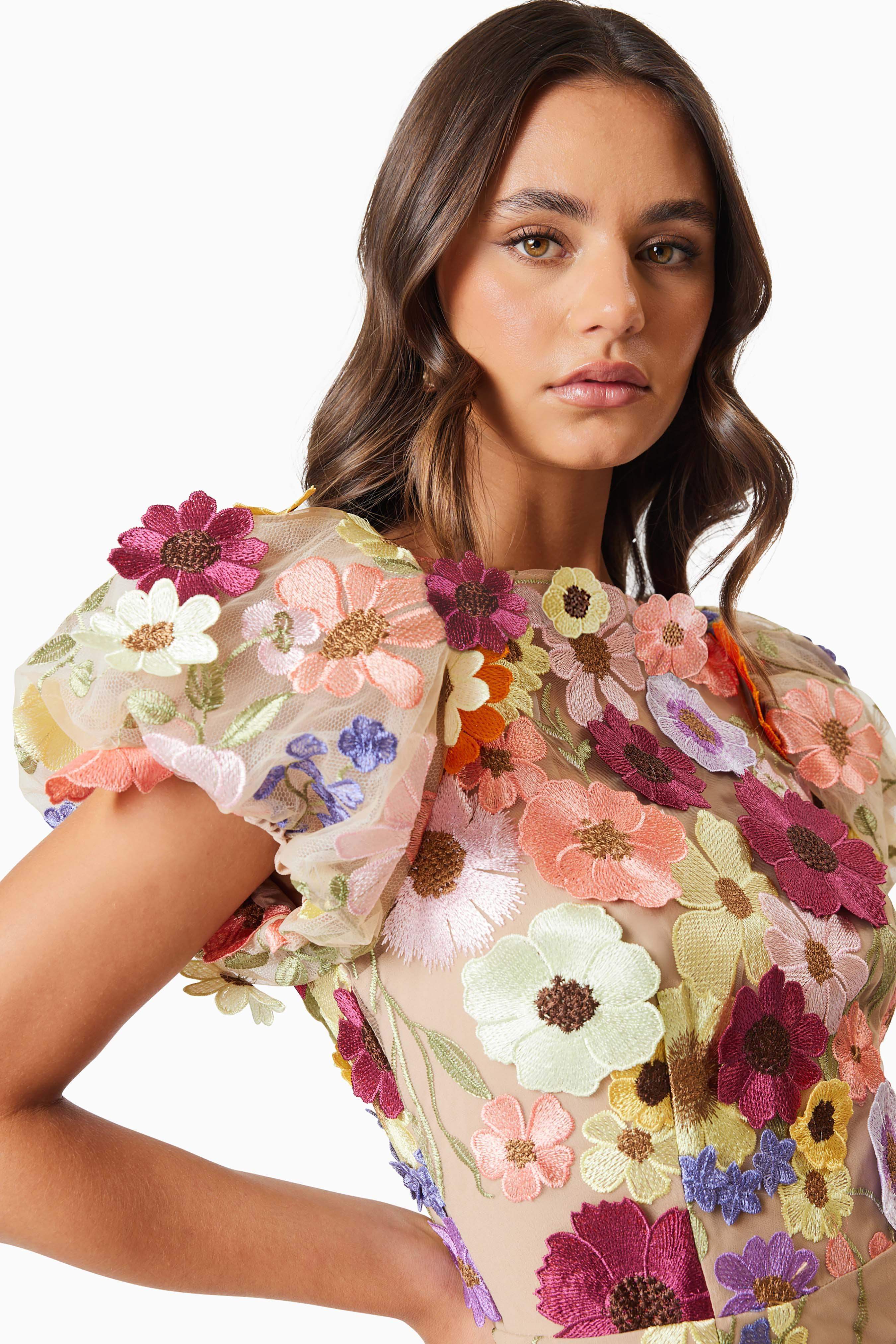 Astraea 3D Lace Maxi Dress In Pink - Image 6