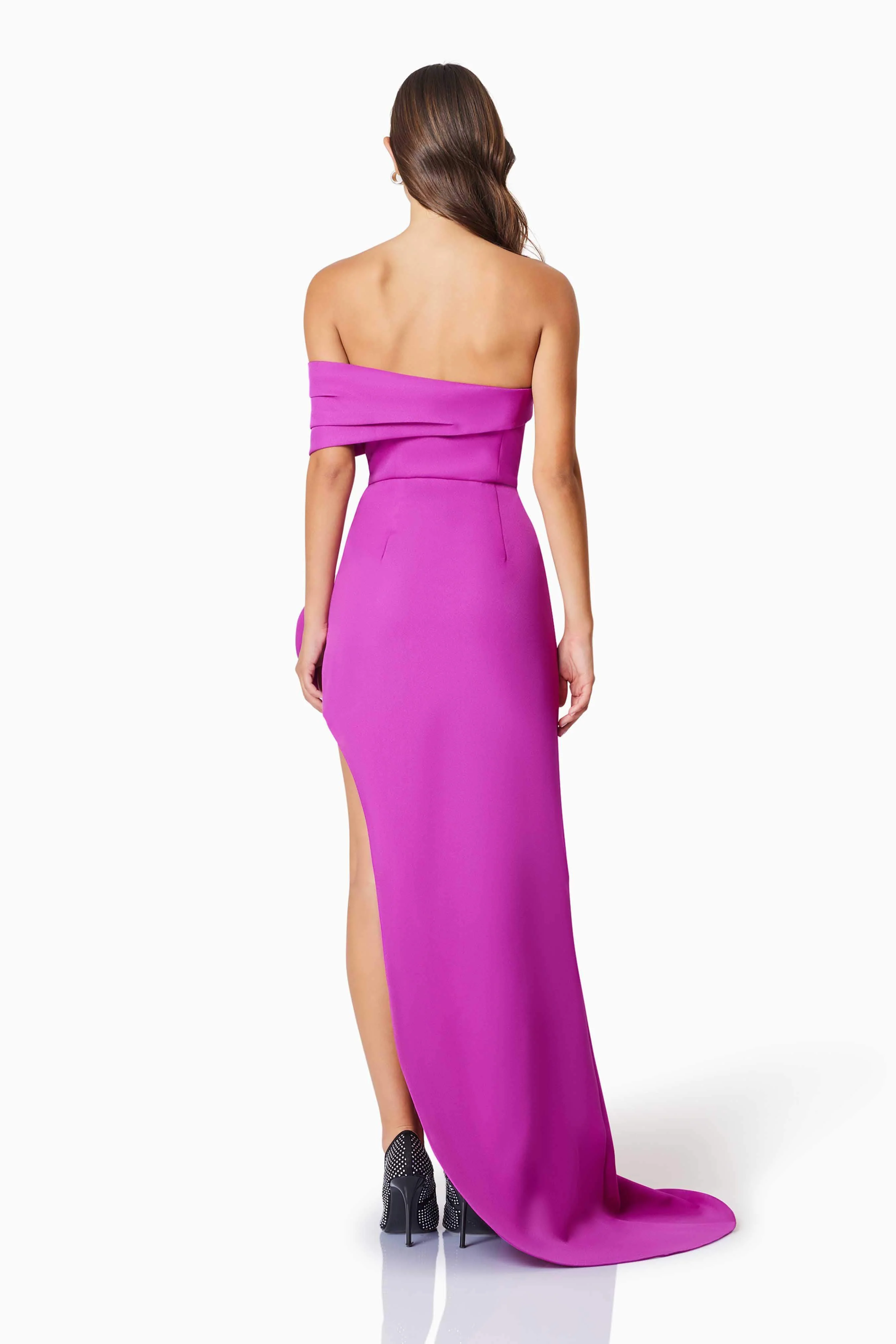 Bethany Off The Shoulder Maxi Gown In Purple - Image 5
