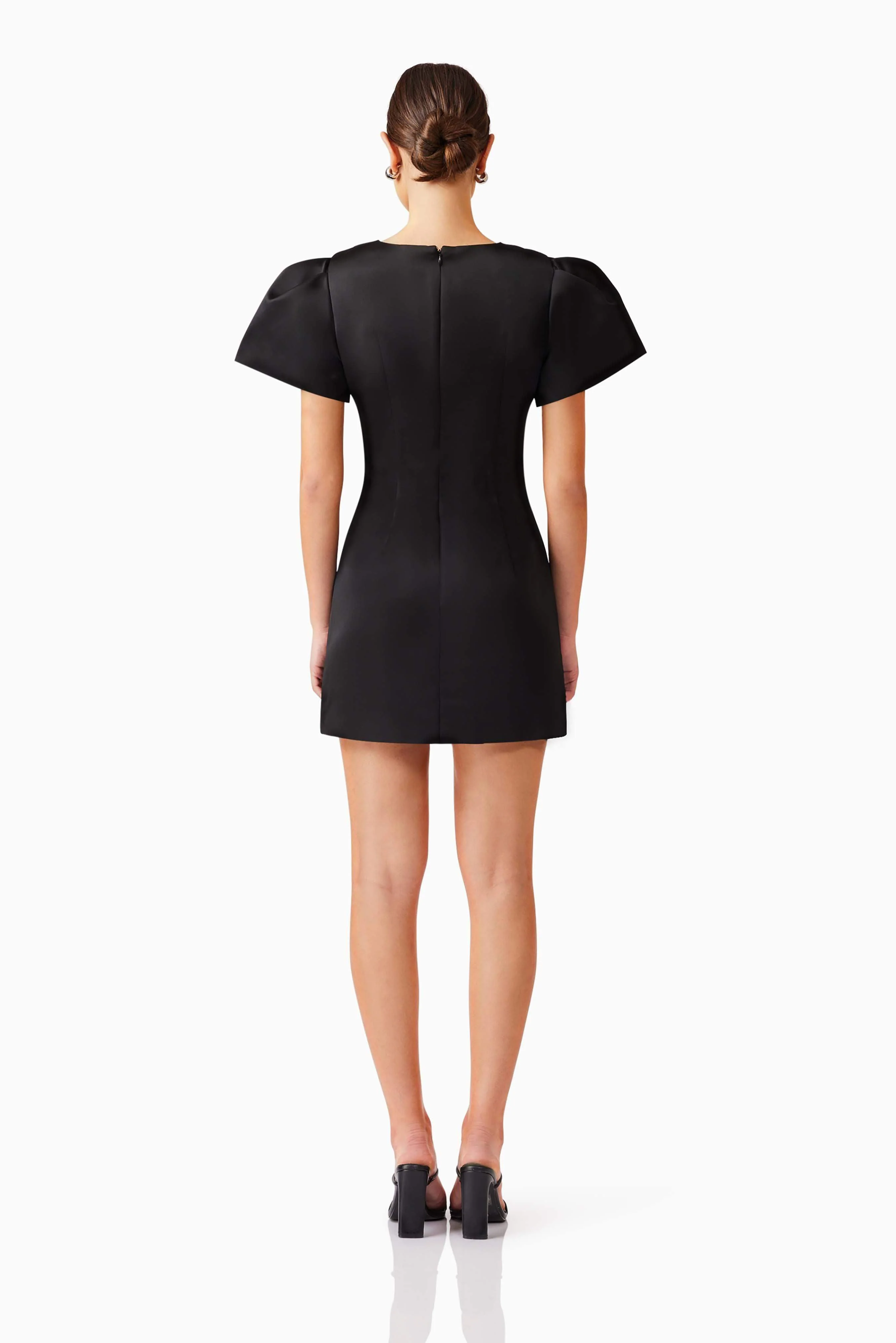 Blake Puff Sleeve Mini Dress in Black - Image 4