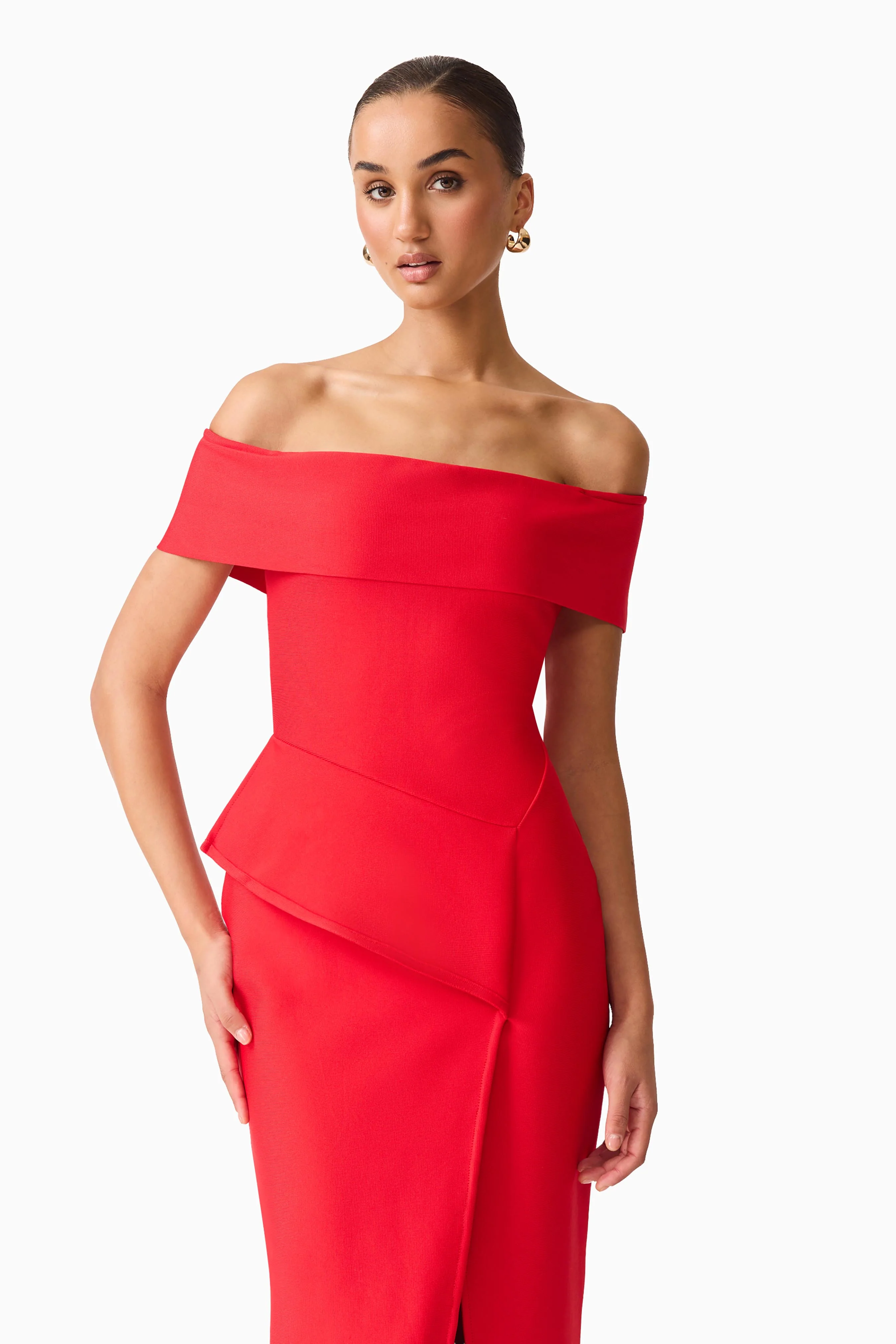 Celia Off Shoulder Gown in Red - Image 6