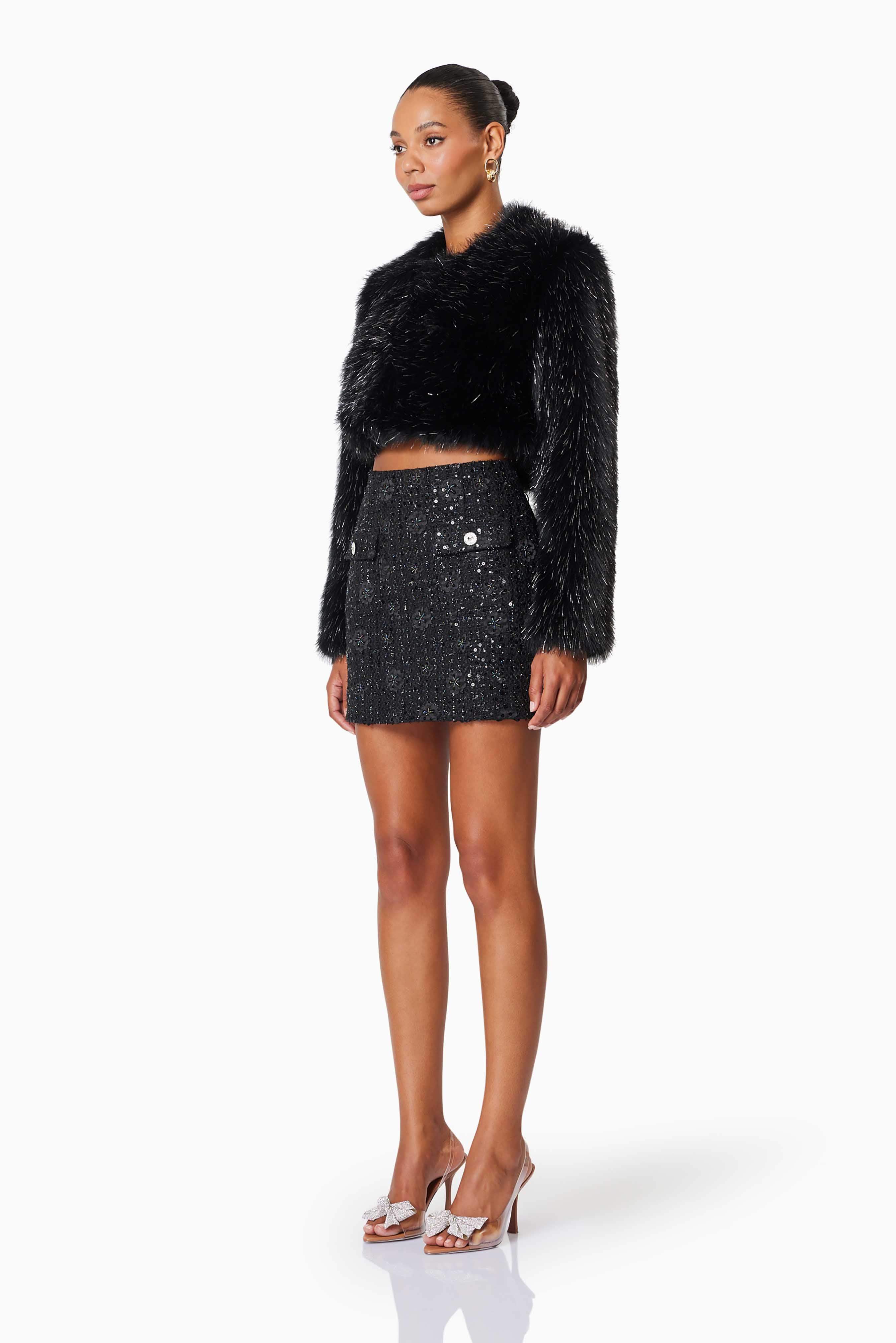 Cosette Faux Fur Jacket In Black - Image 3