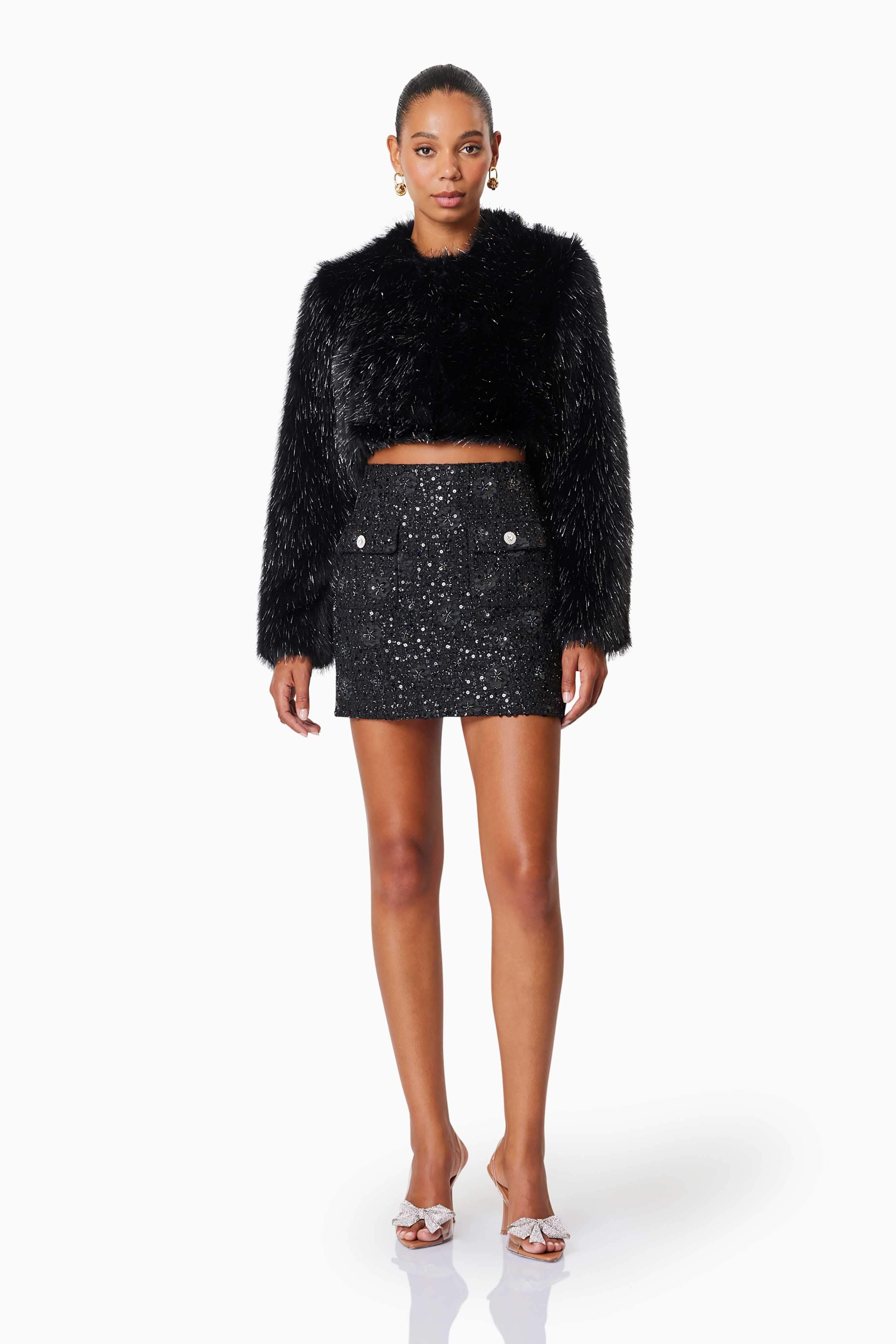Cosette Faux Fur Jacket In Black - Image 4