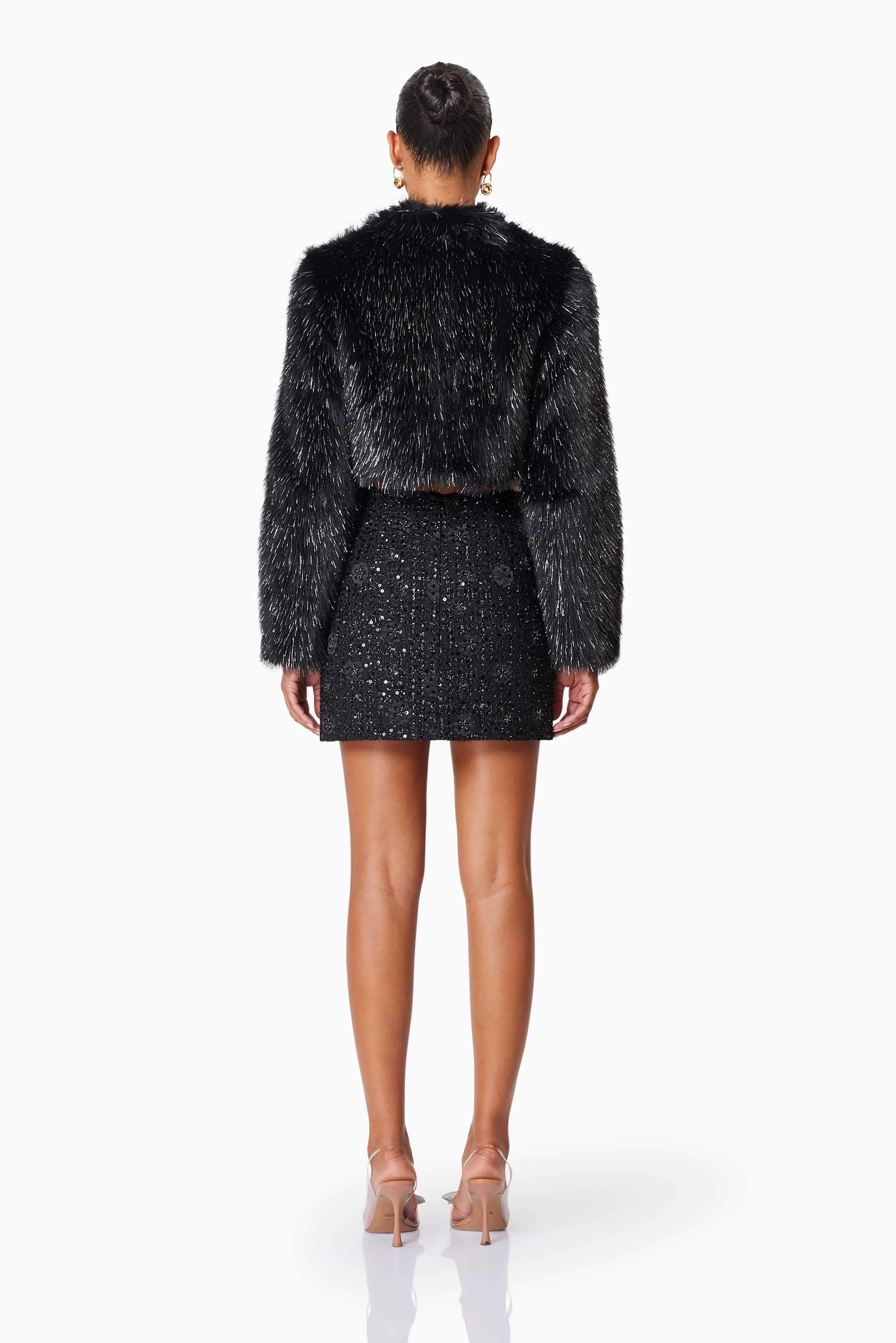 Cosette Faux Fur Jacket In Black - Image 5