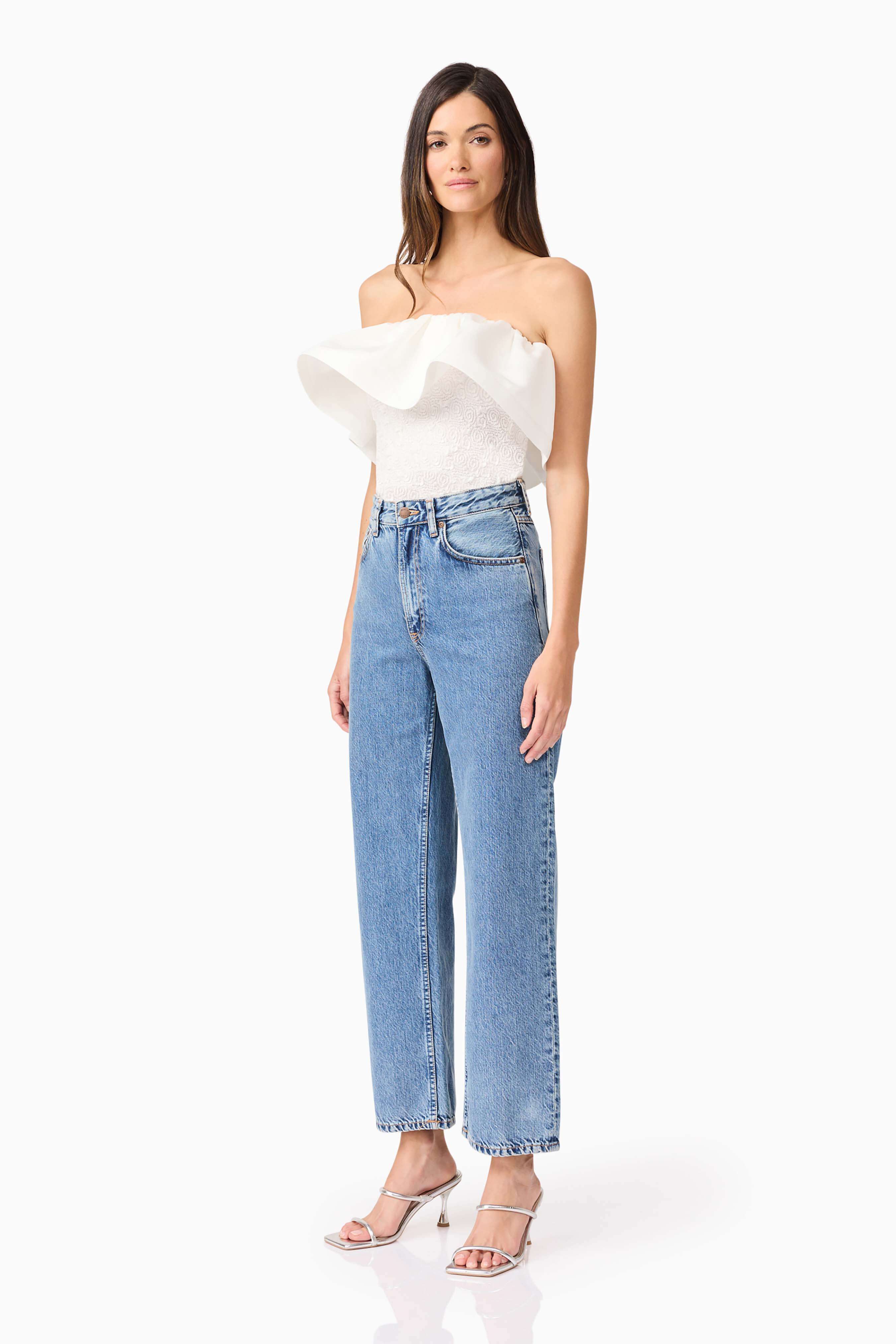 Dandelione Strapless Top in White - Image 3