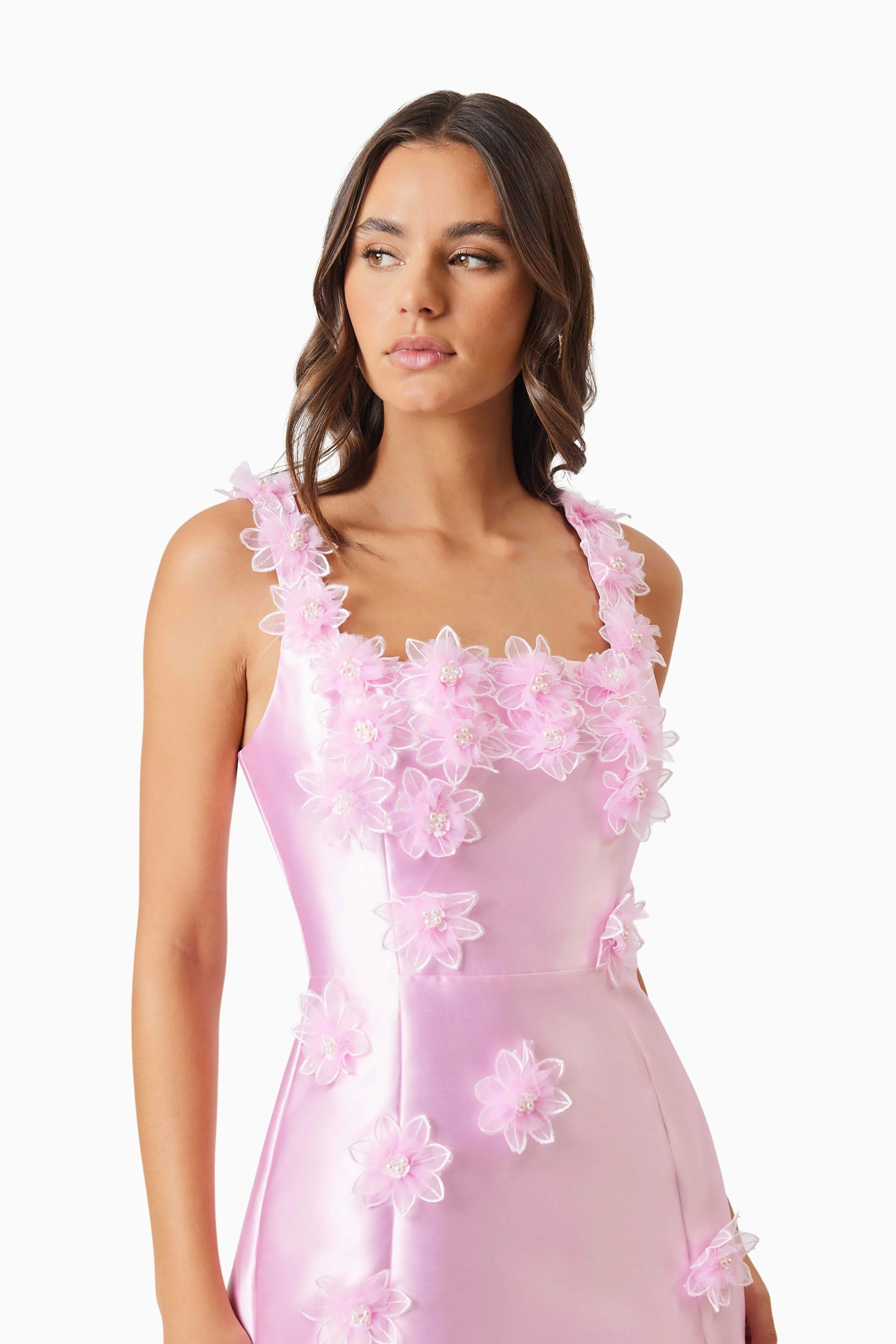 Elder Floral Decal Applique Mini Dress In Pink - Image 6