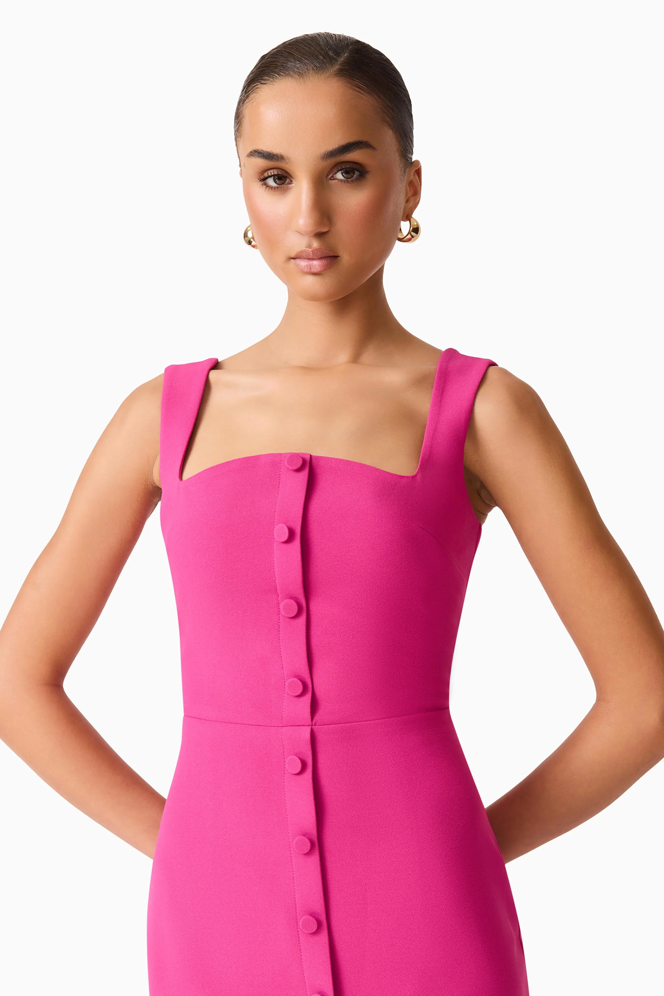 Elva Fitted Midi Dress in Pink - Image 6