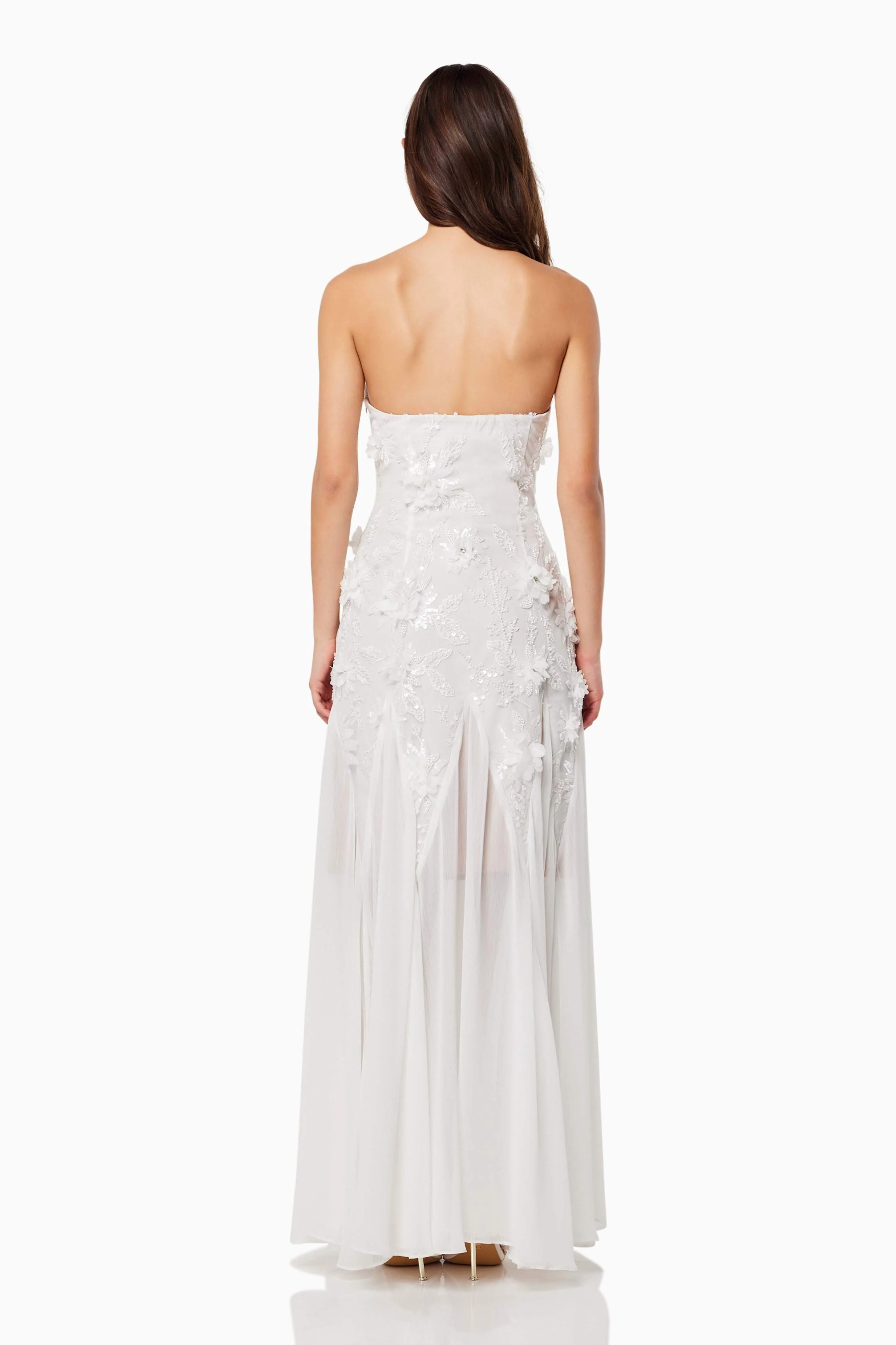 Evadne Strapless Maxi Gown In White - Image 4
