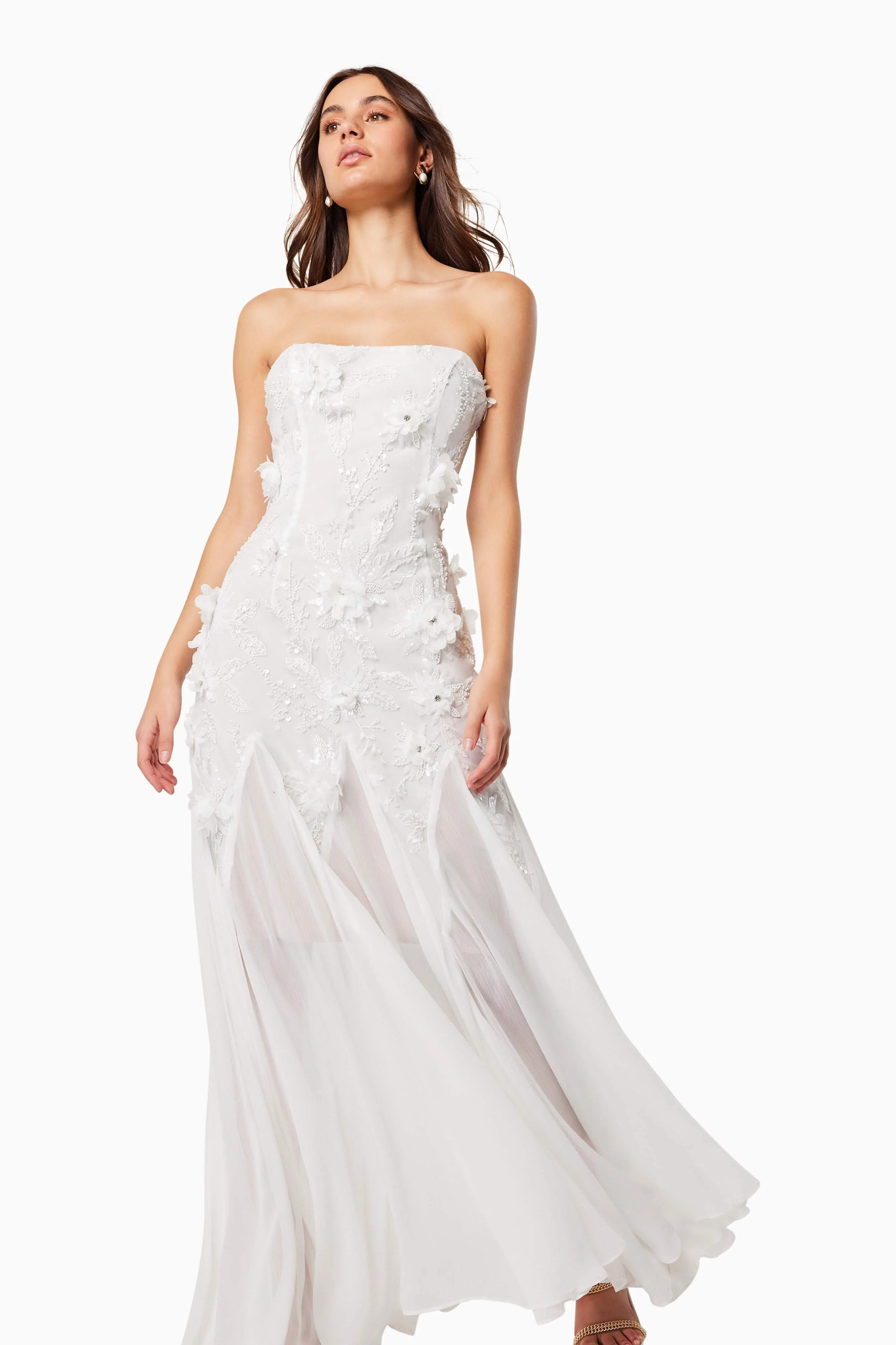 Evadne Strapless Maxi Gown In White - Image 5