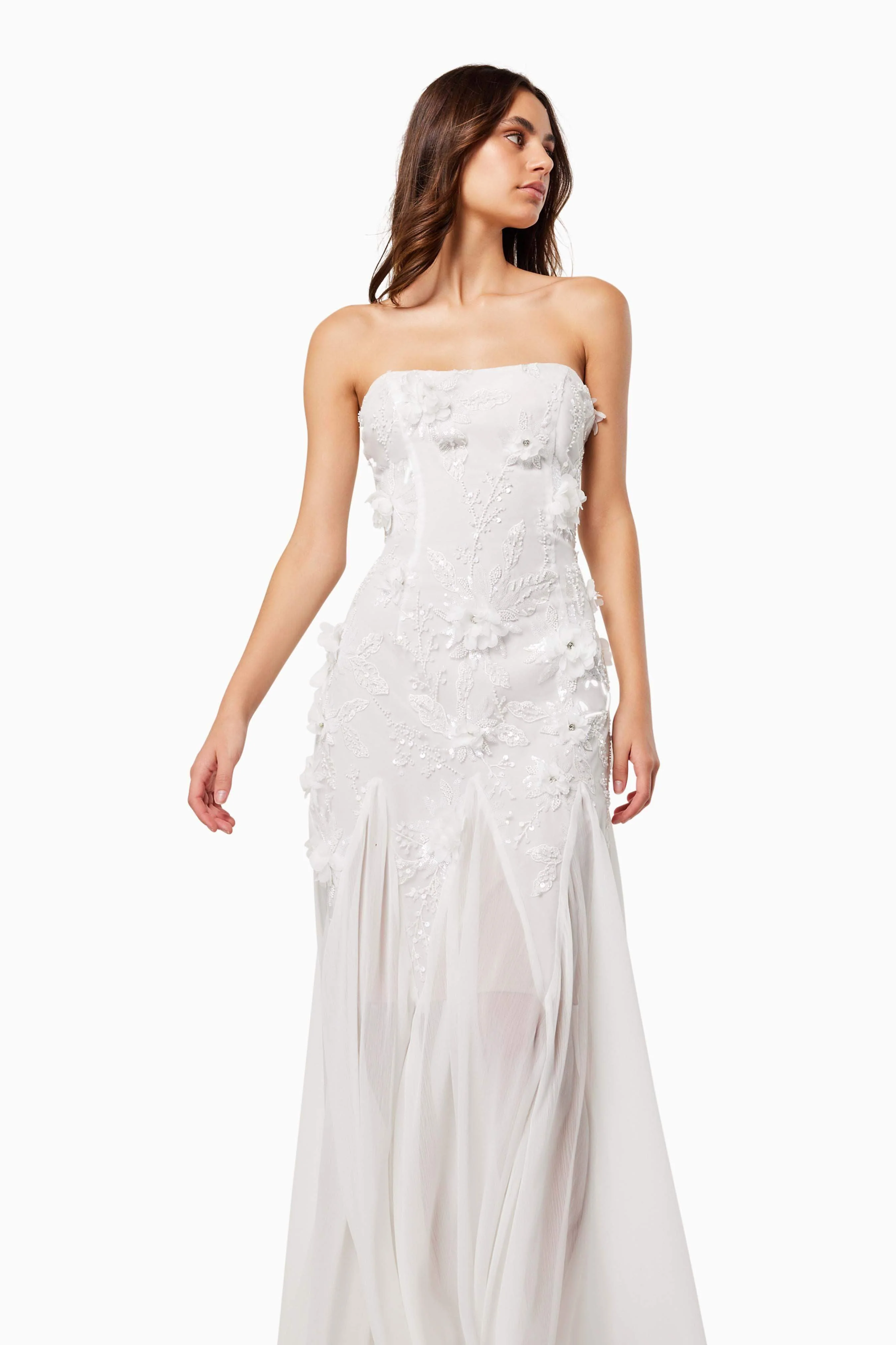 Evadne Strapless Maxi Gown In White - Image 6