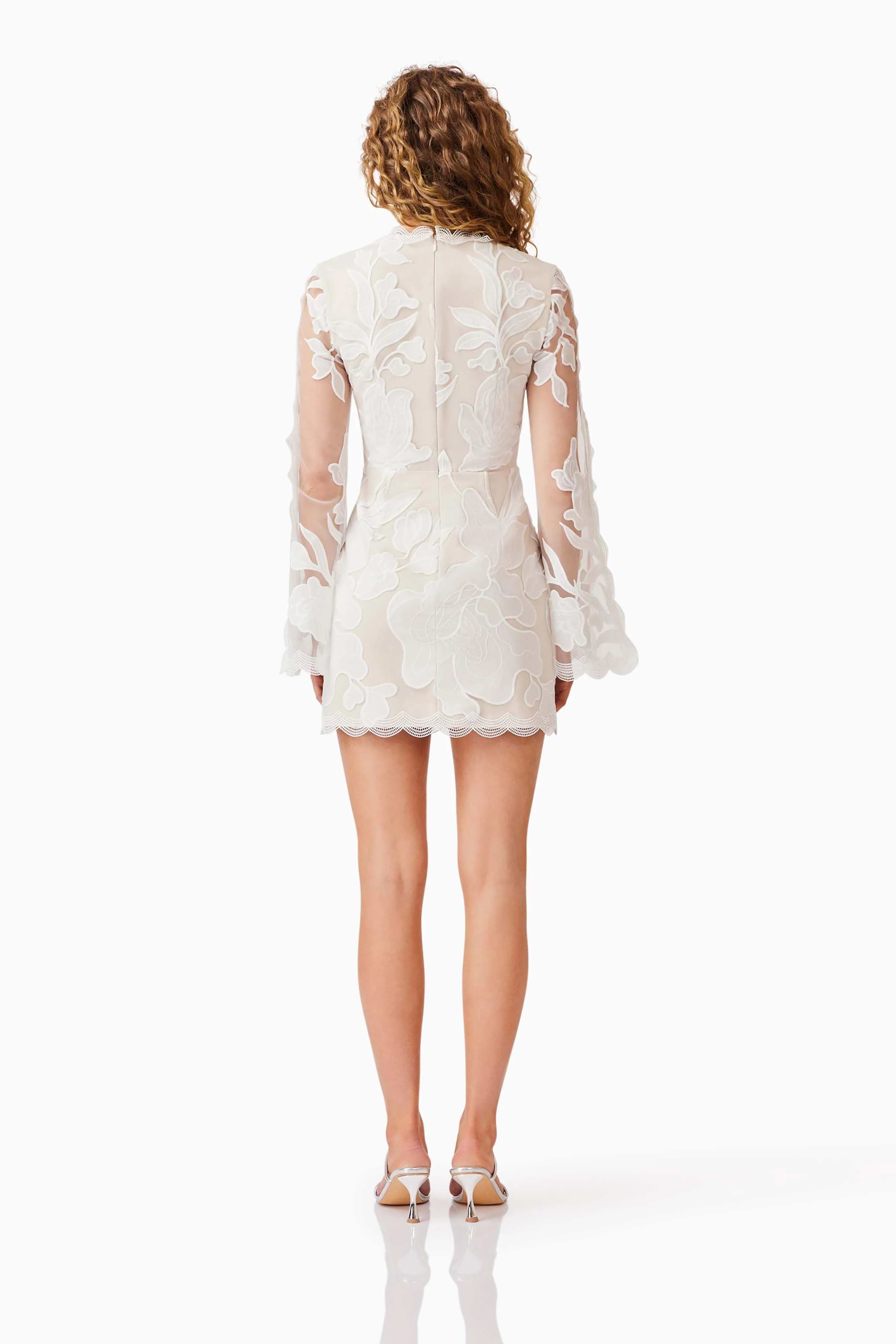 Florian Long Sleeve Mini Dress in White - Image 5