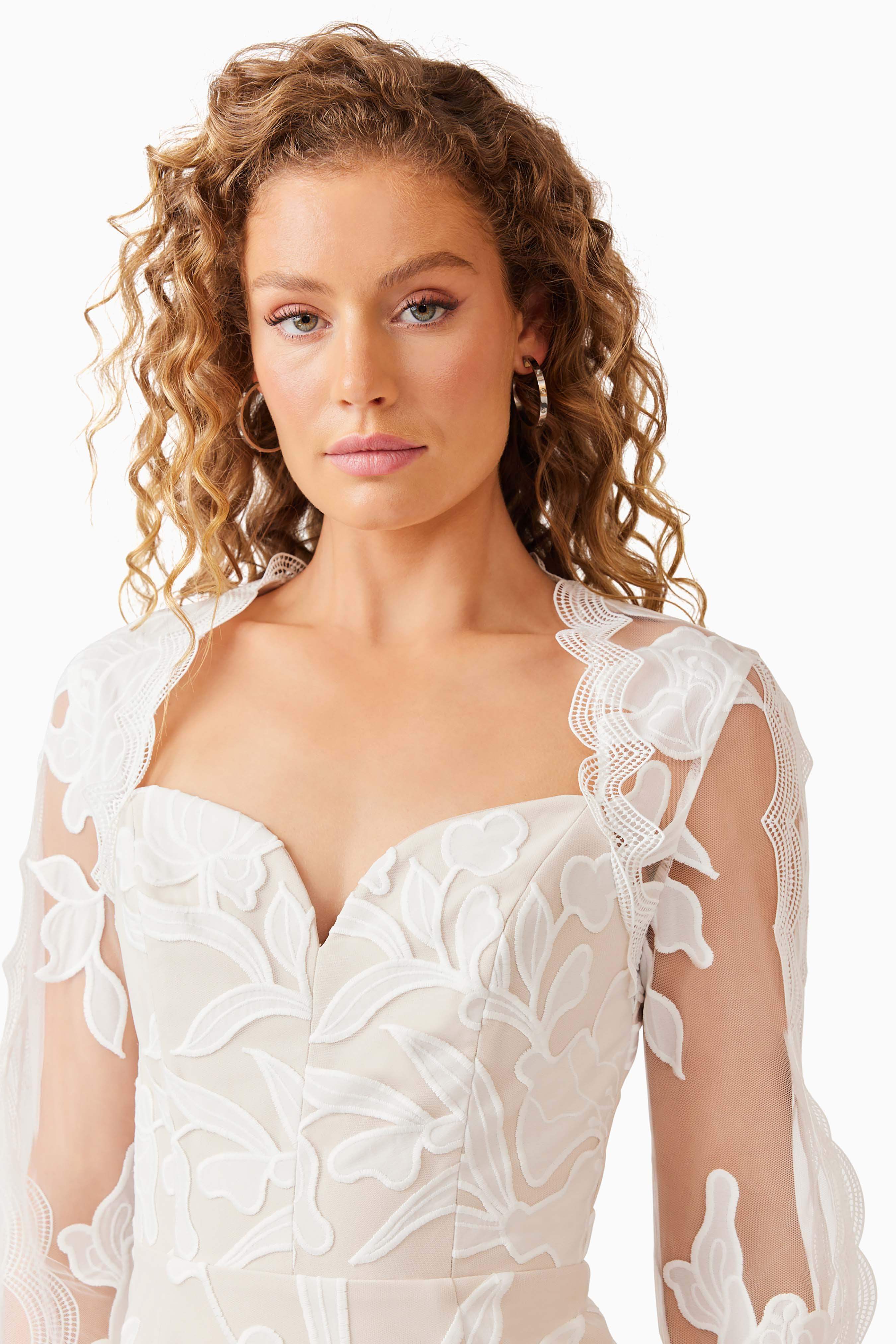 Florian Long Sleeve Mini Dress in White - Image 6