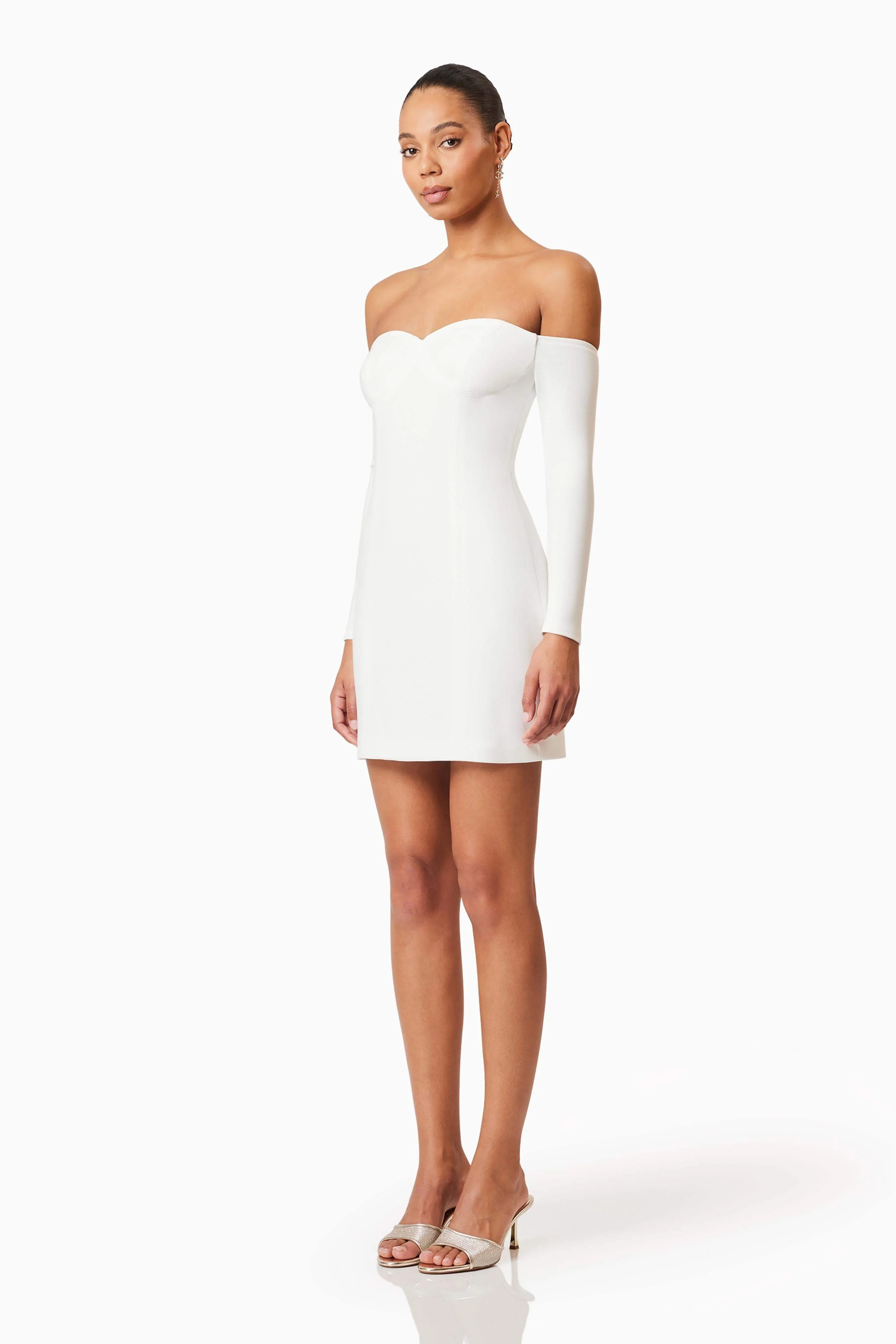 Janelle Long Sleeve Mini Dress In White - Image 3