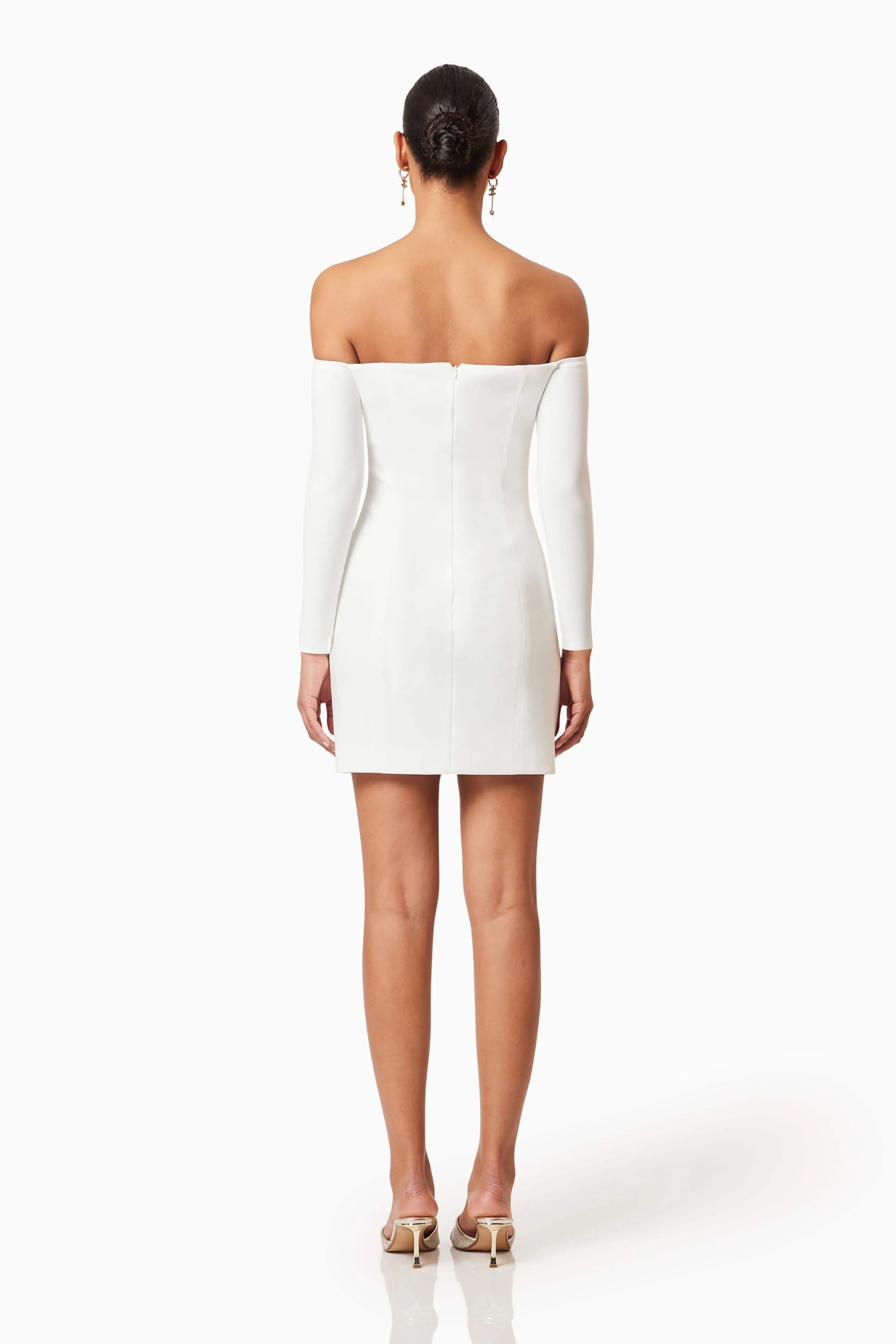 Janelle Long Sleeve Mini Dress In White - Image 5