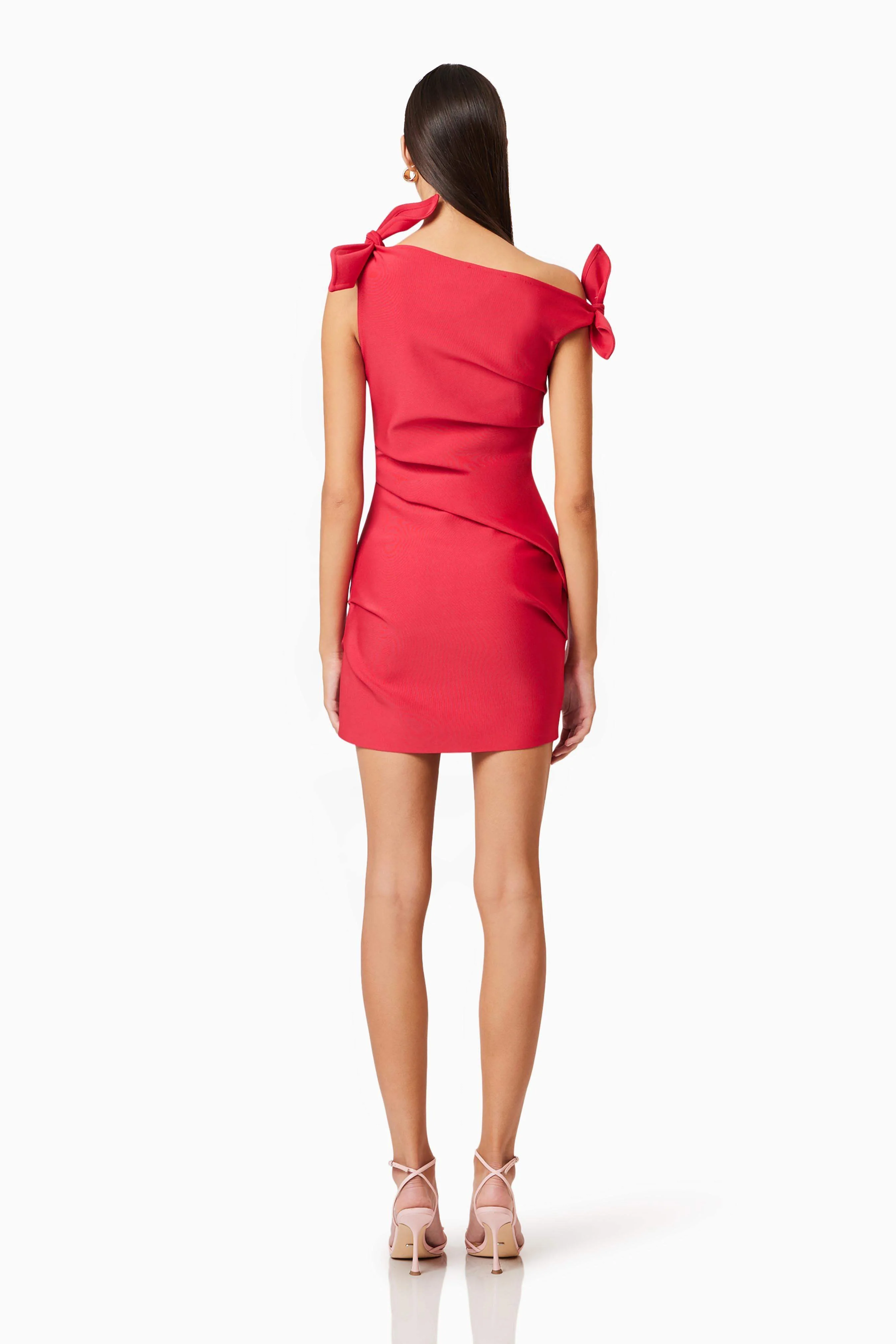 Kimberly Tie Mini Dress in Red - Image 5