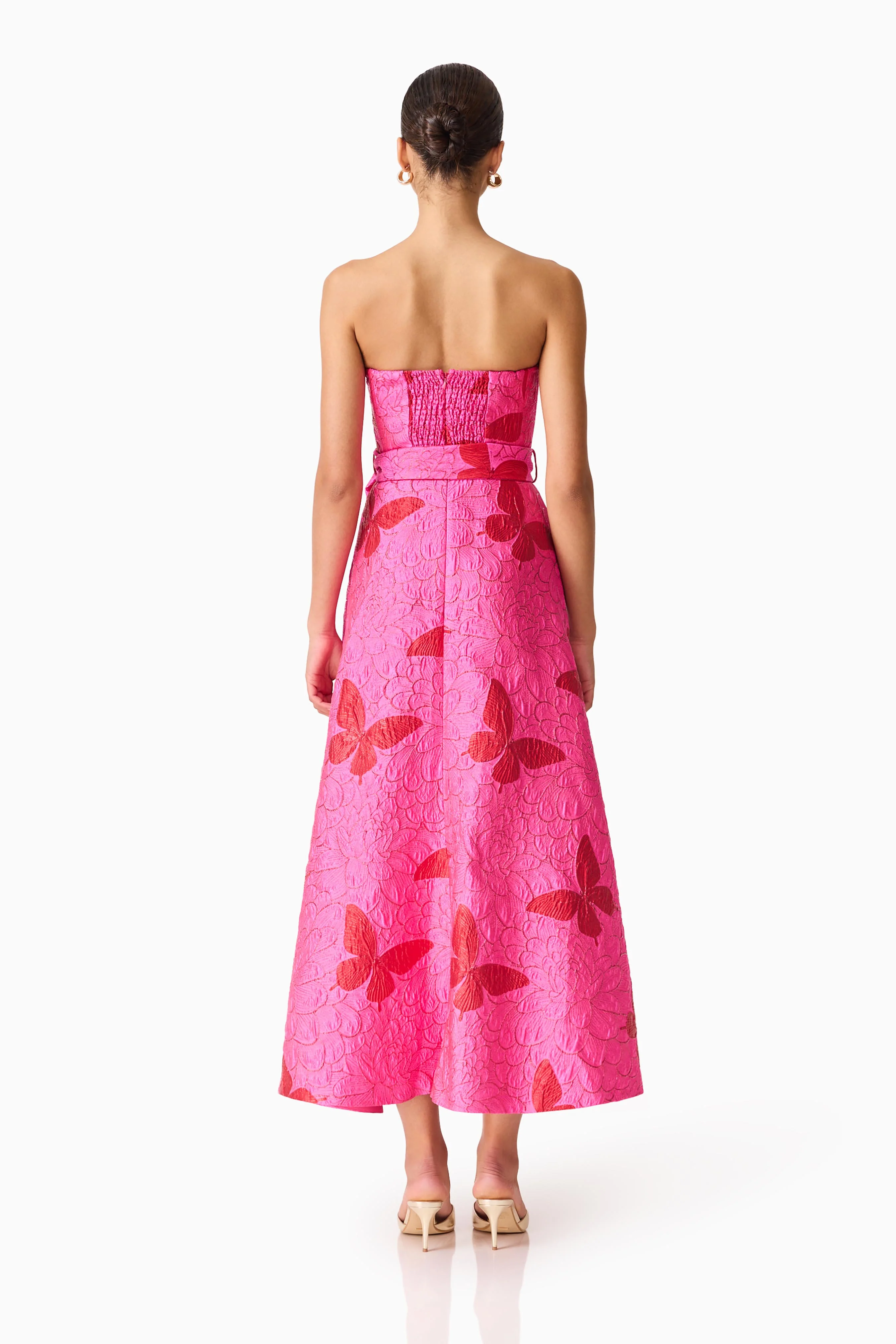 Lorena Jacquard Strapless Gown in Pink - Image 5