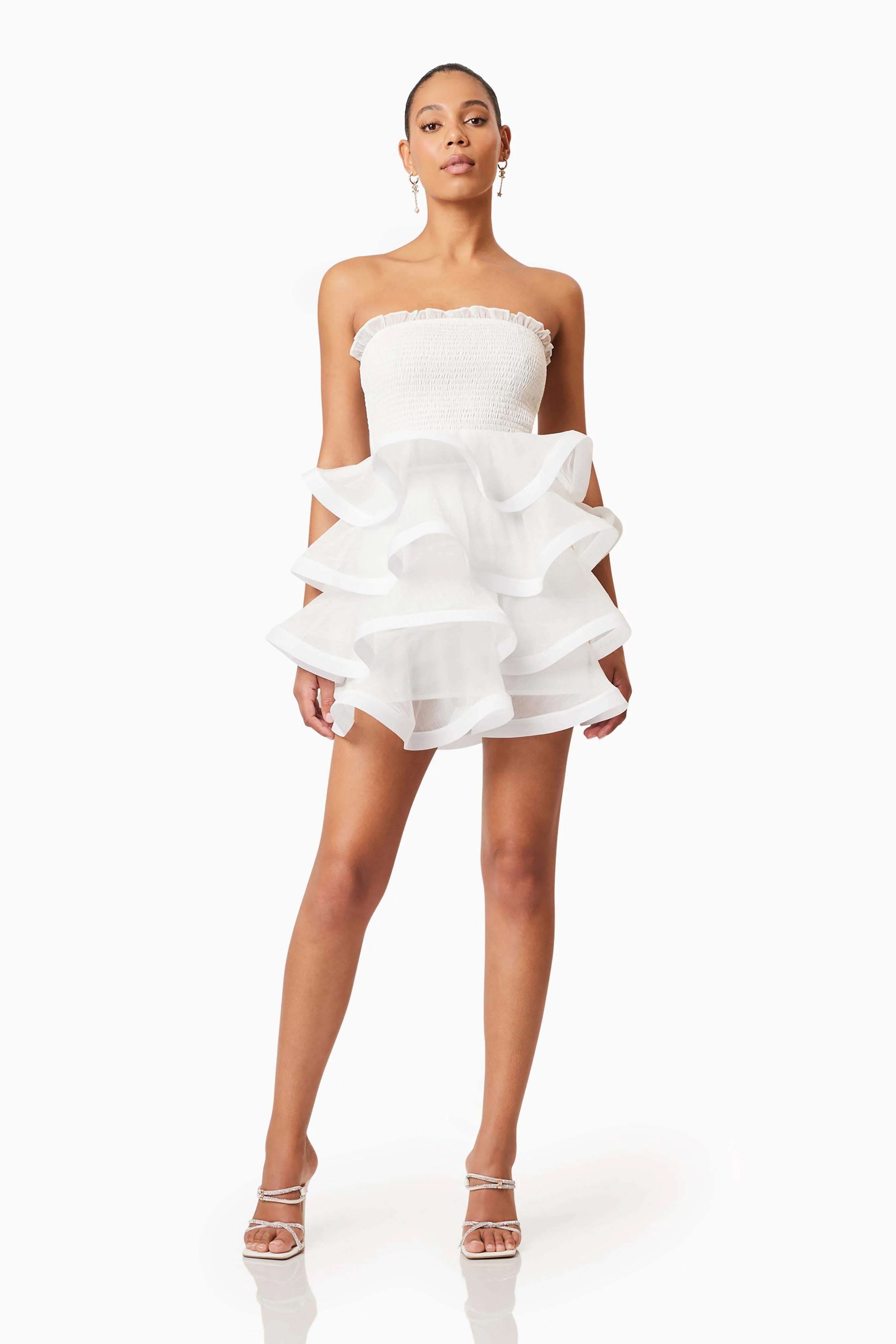 Louise Strapless Mini Dress In White - Image 4