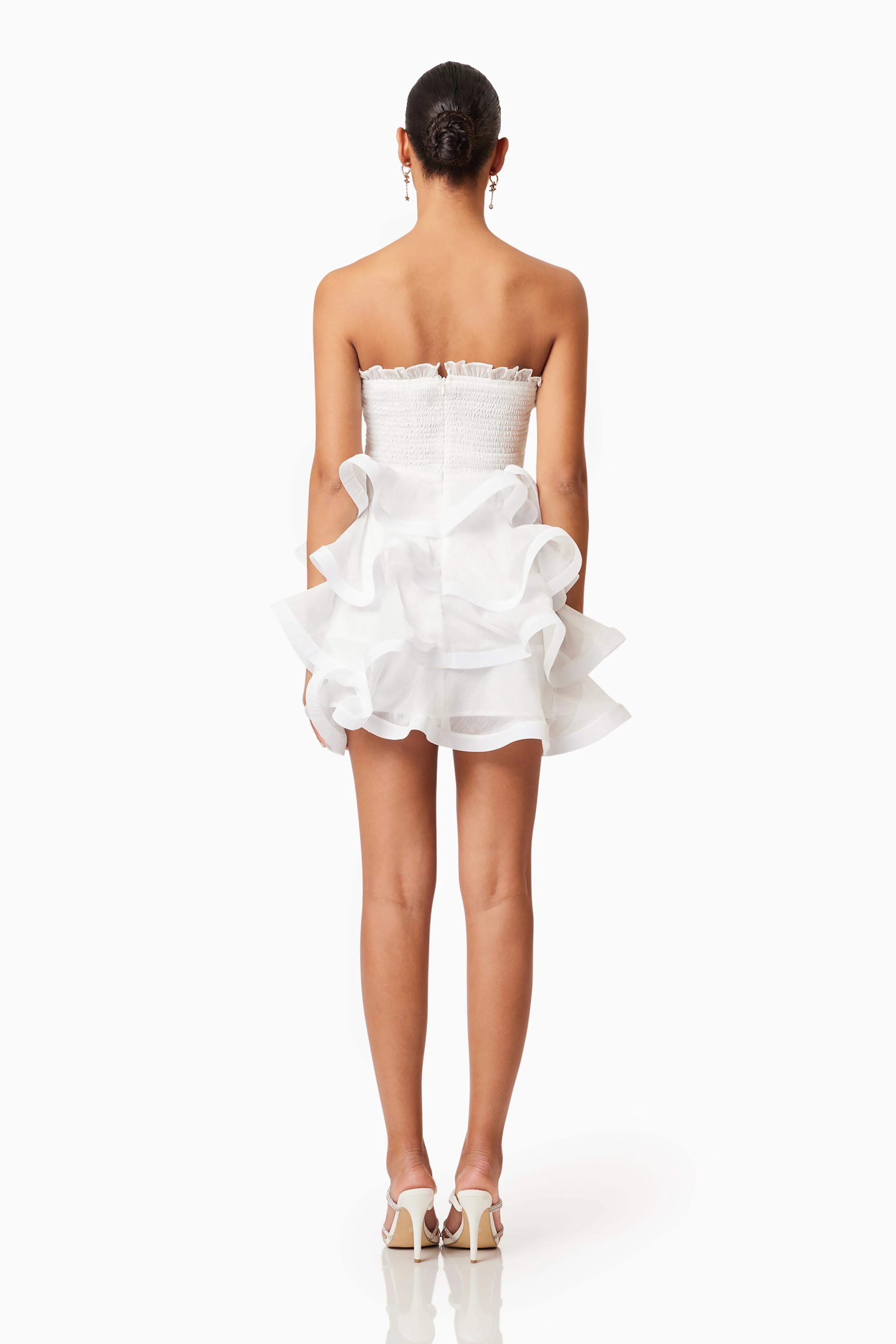 Louise Strapless Mini Dress In White - Image 5