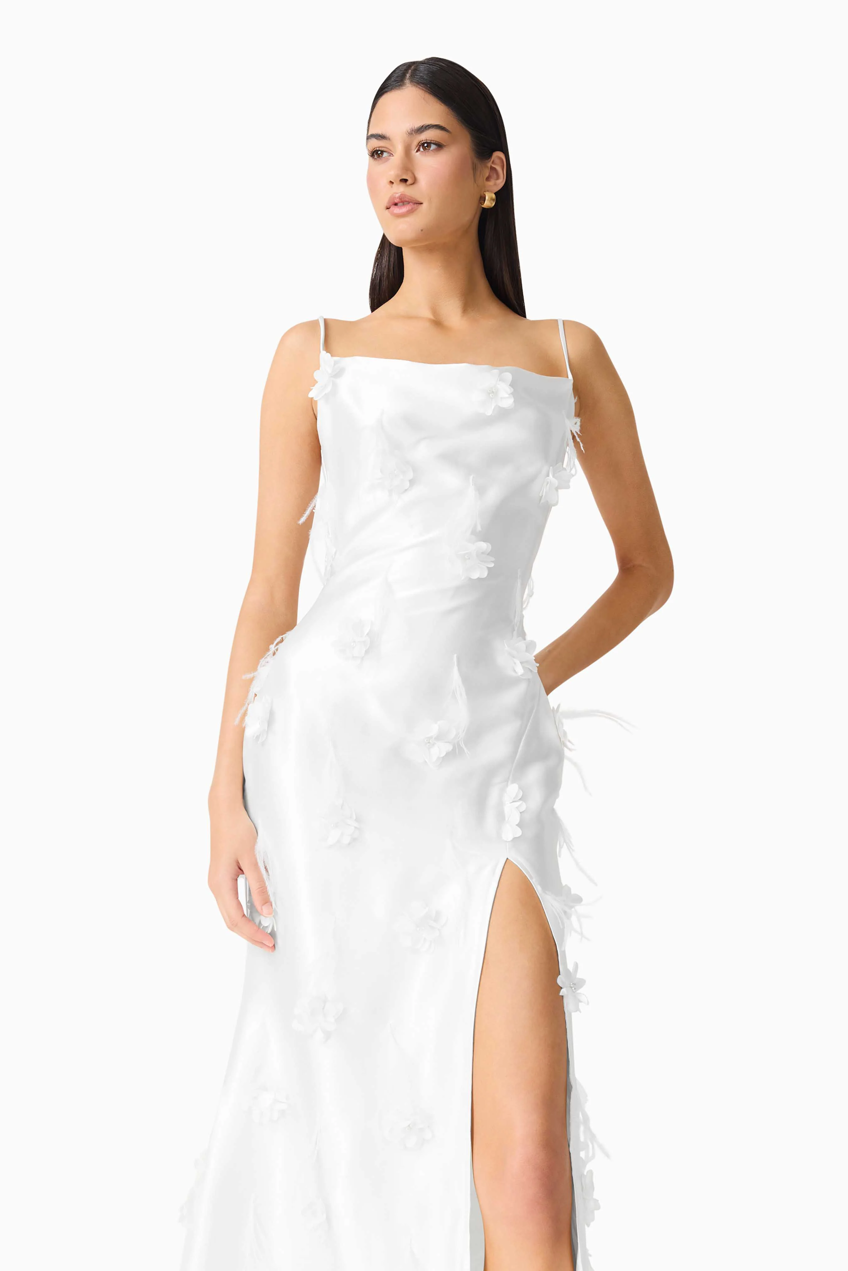 Lunaria Satin Maxi Dress In White - Image 5