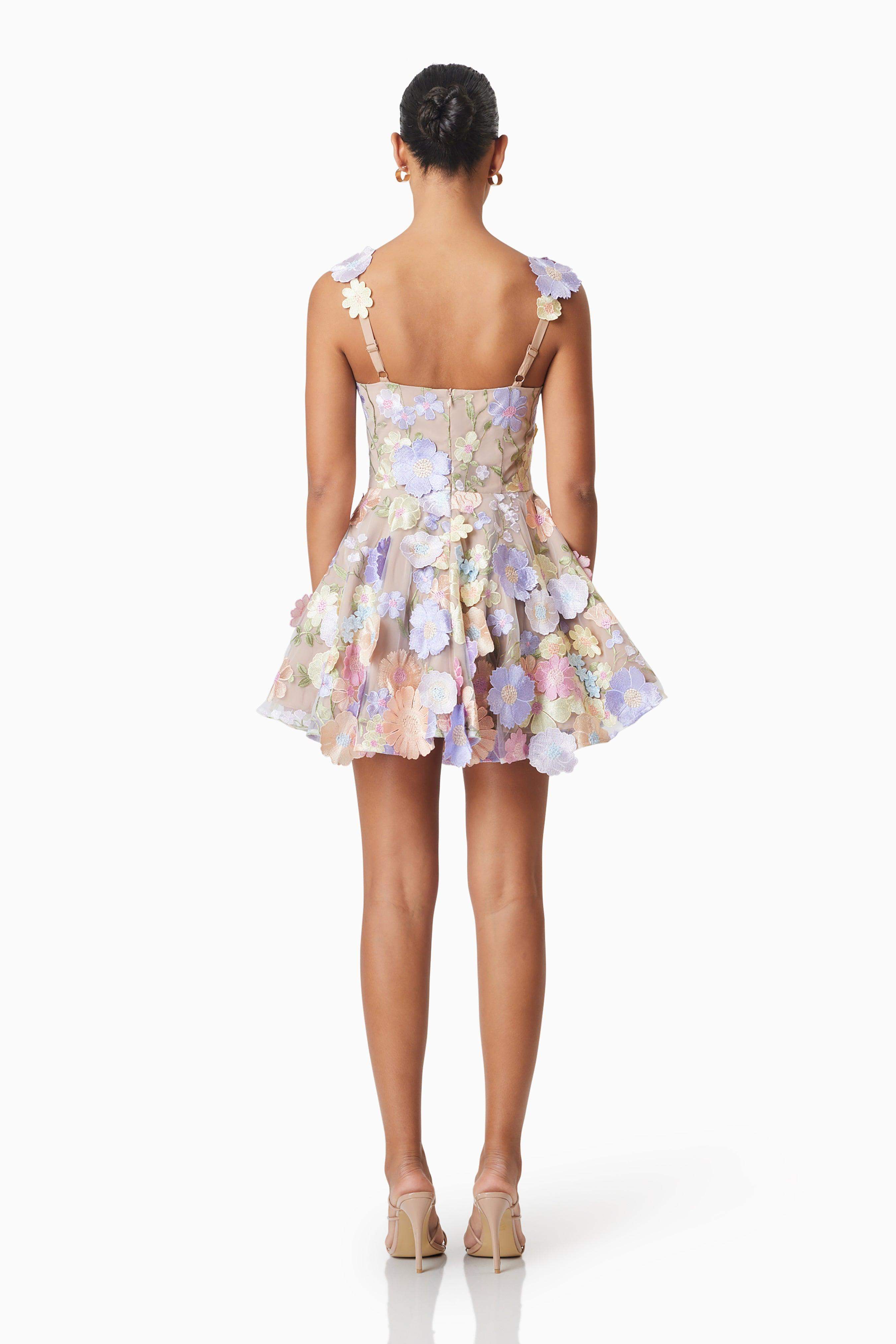 Moana Floral Embellished Mini Dress in Purple - Image 6