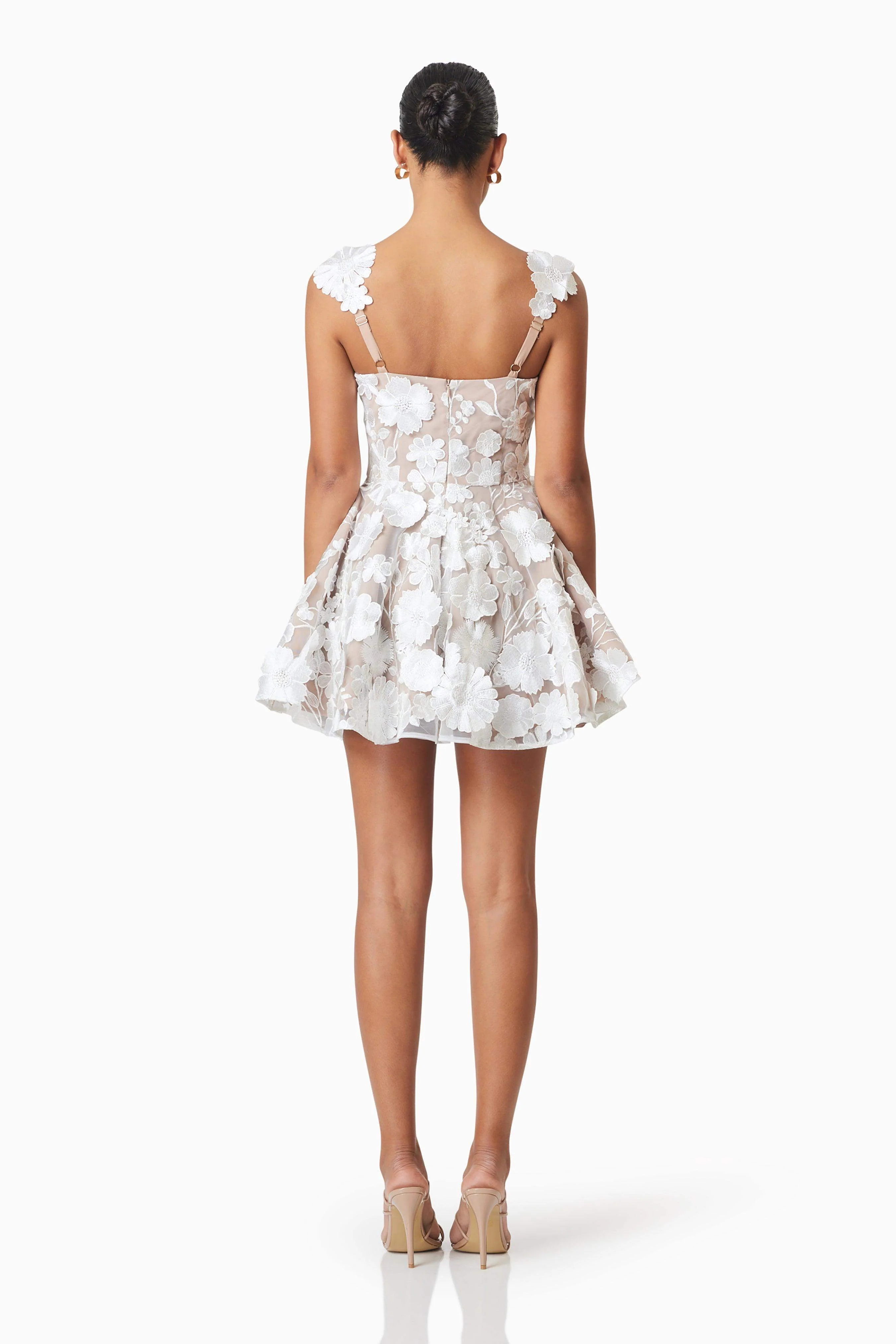 Moana Floral Embellished Mini Dress in White - Image 4