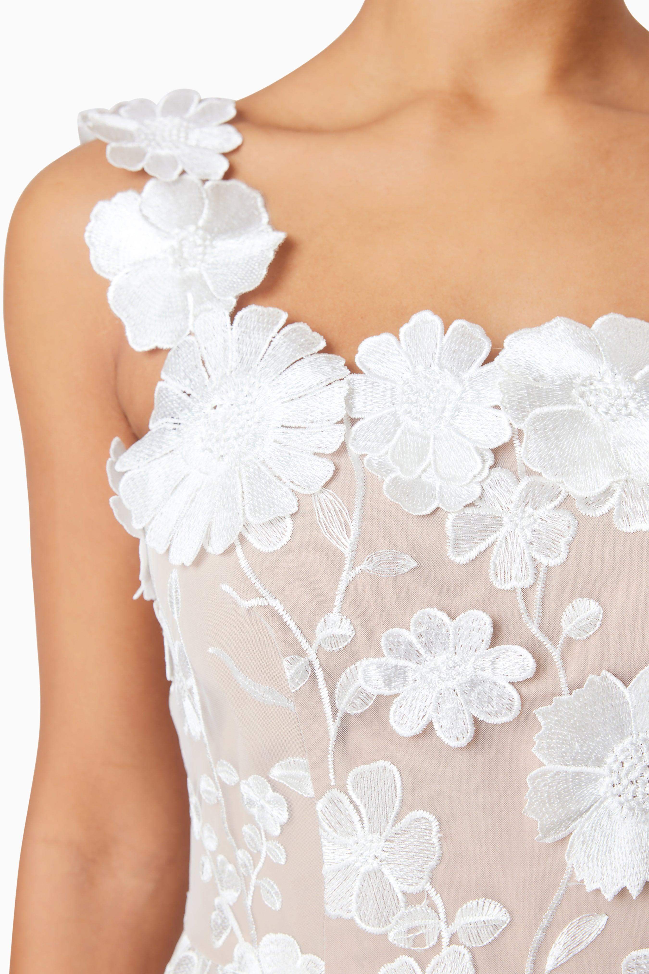 Moana Floral Embellished Mini Dress in White - Image 6