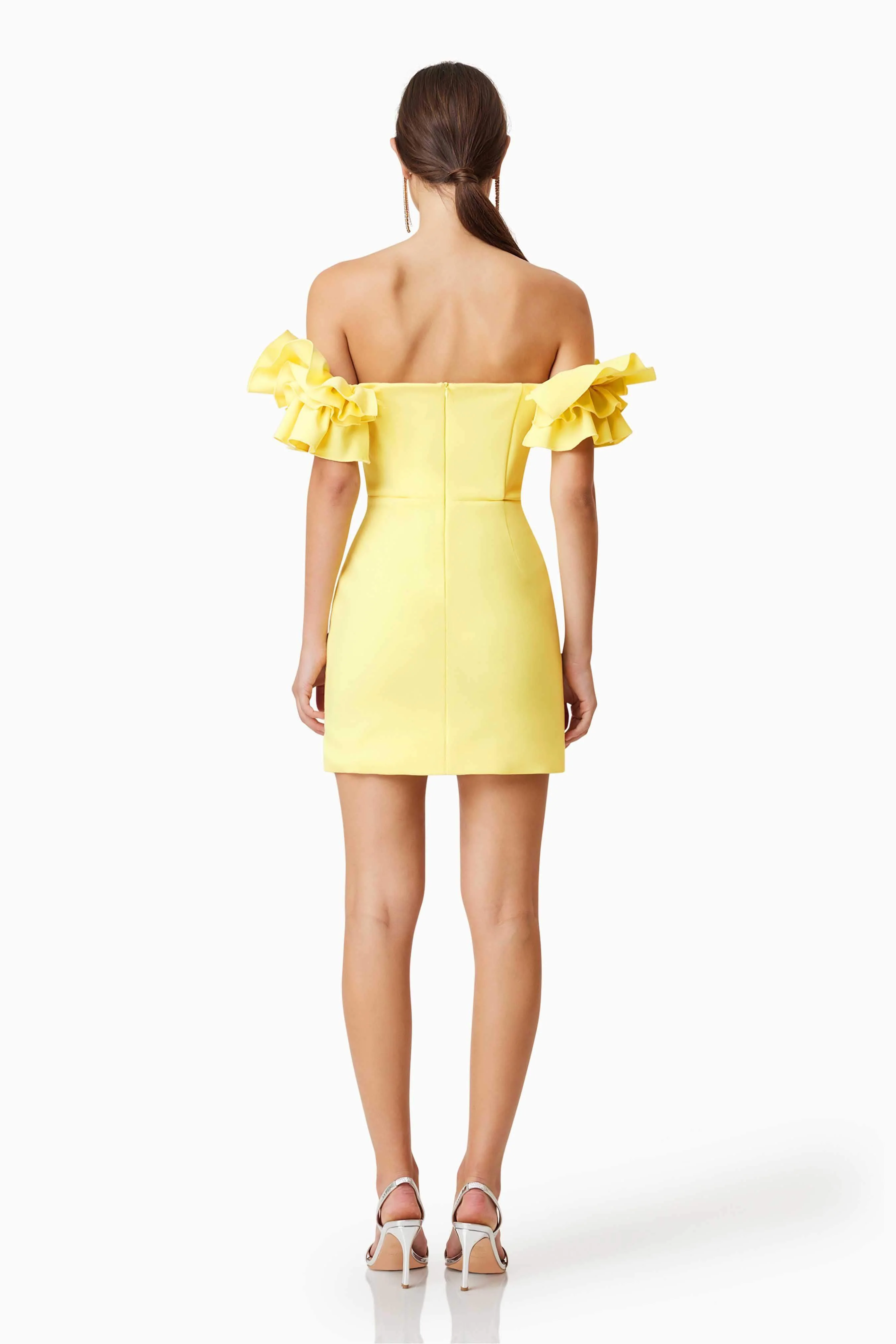 Nola Off The Shoulder Mini Dress In Yellow - Image 5