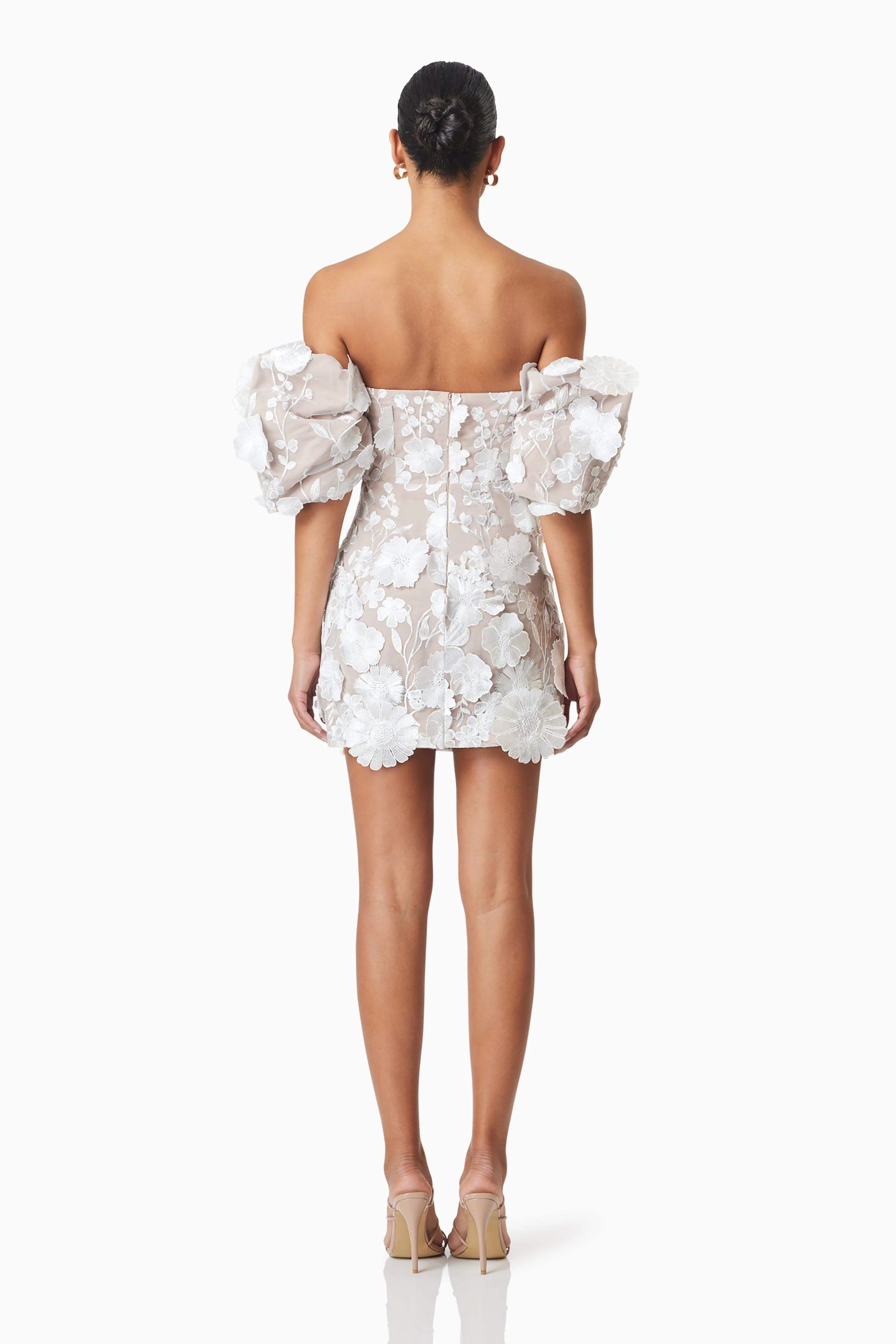 Perry Floral Embellished Mini Dress in White - Image 5