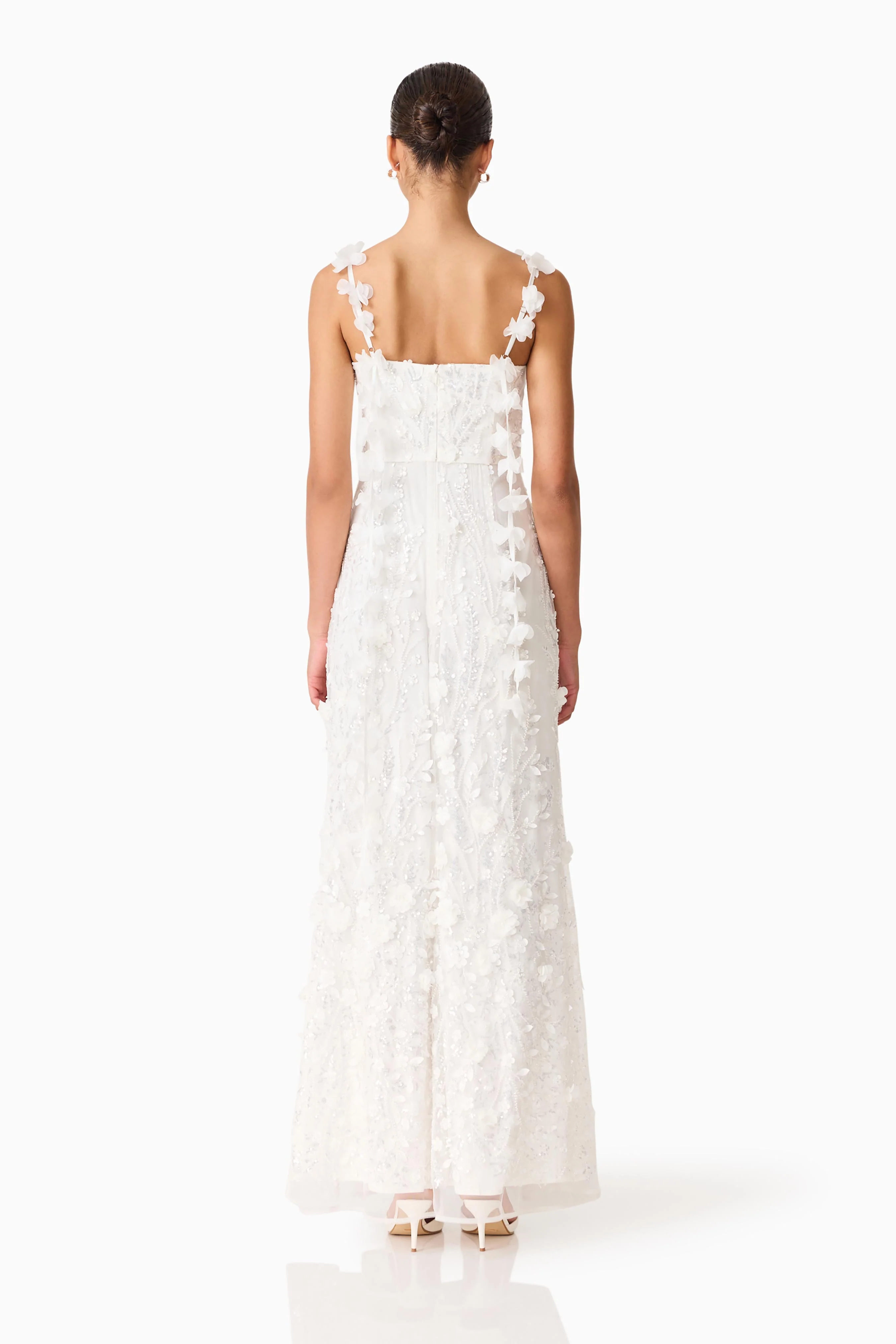 Rina Beaded Gown in White - Image 4