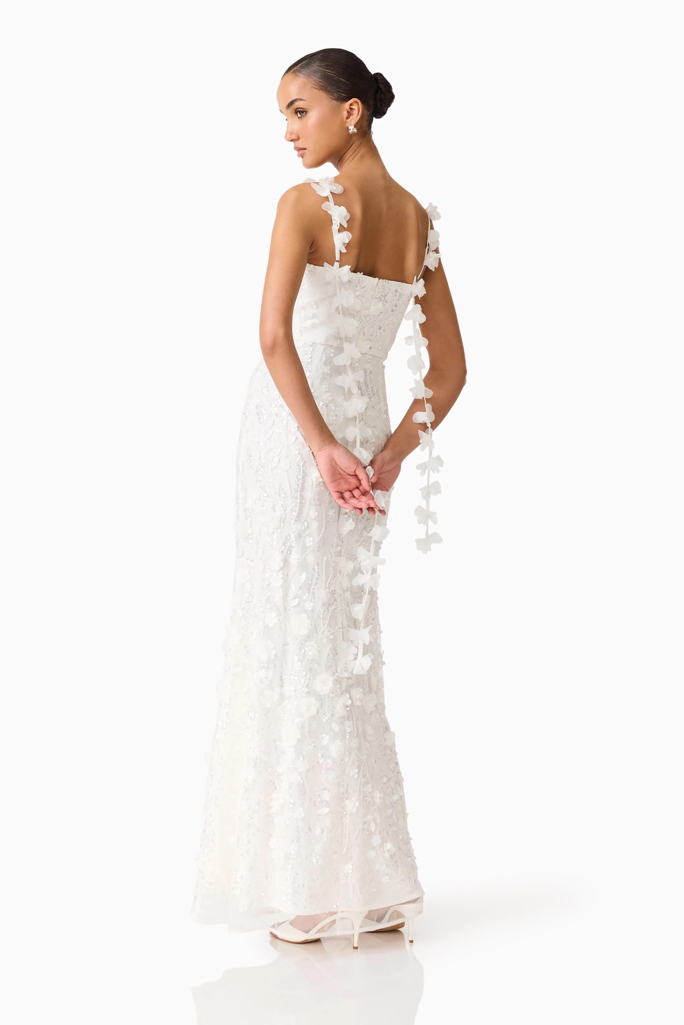 Rina Beaded Gown in White - Image 5