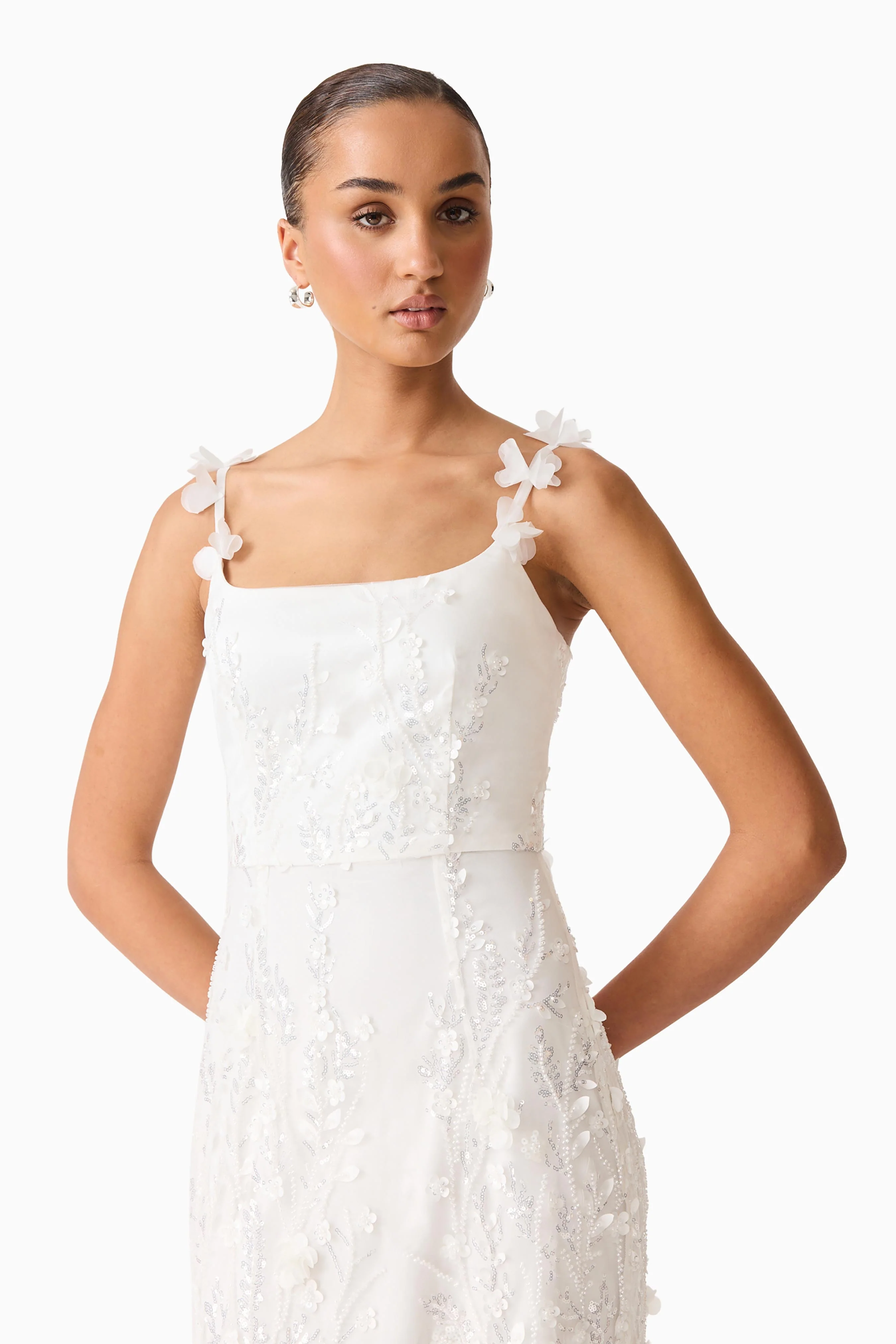 Rina Beaded Gown in White - Image 6