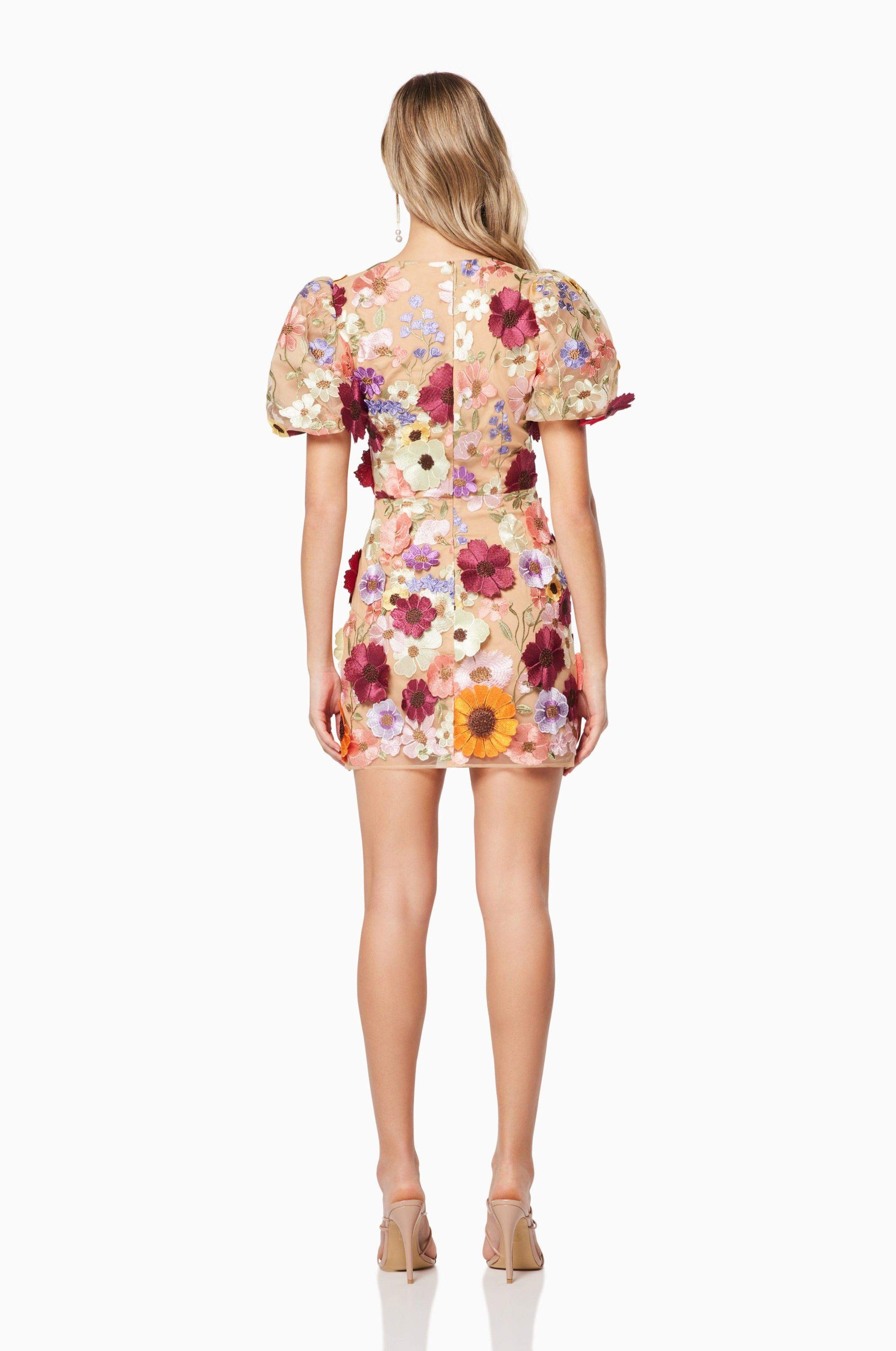 Rosalind 3D Floral Mini Dress in Pink - Image 5