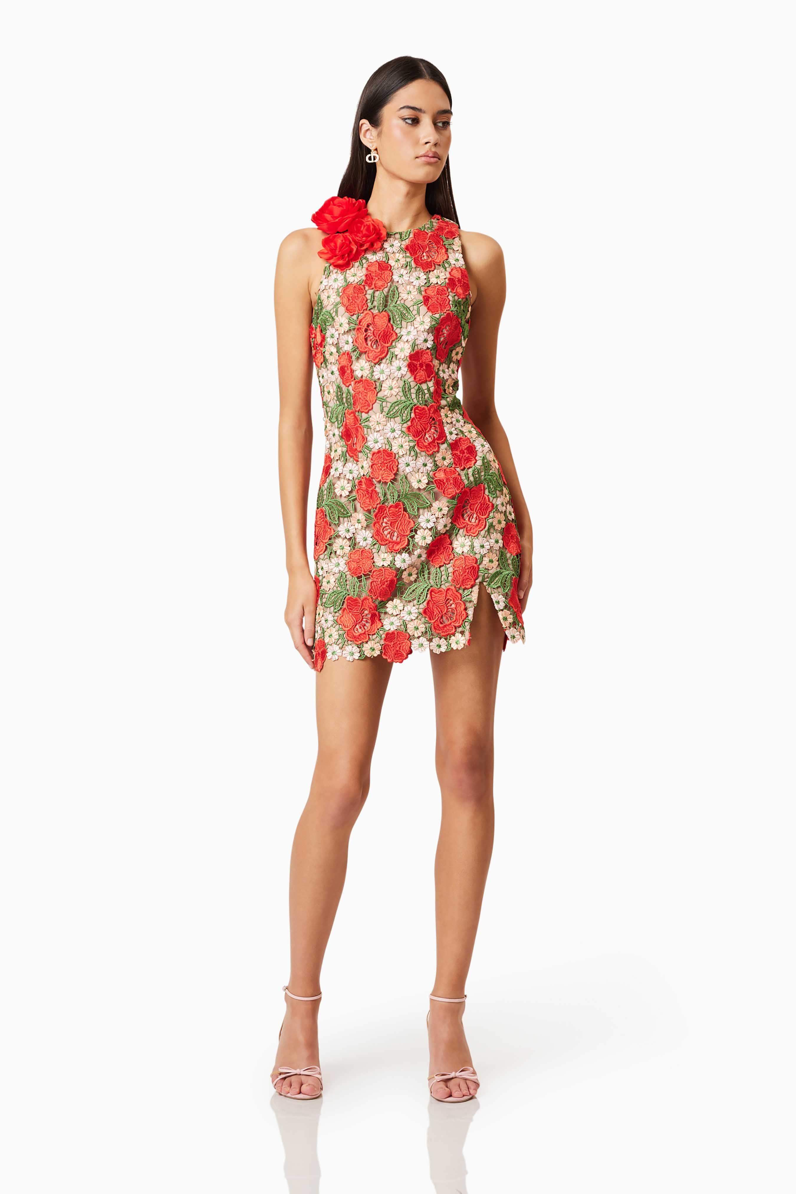 Roselyn Embroidered Mini Dress In Red - Image 4