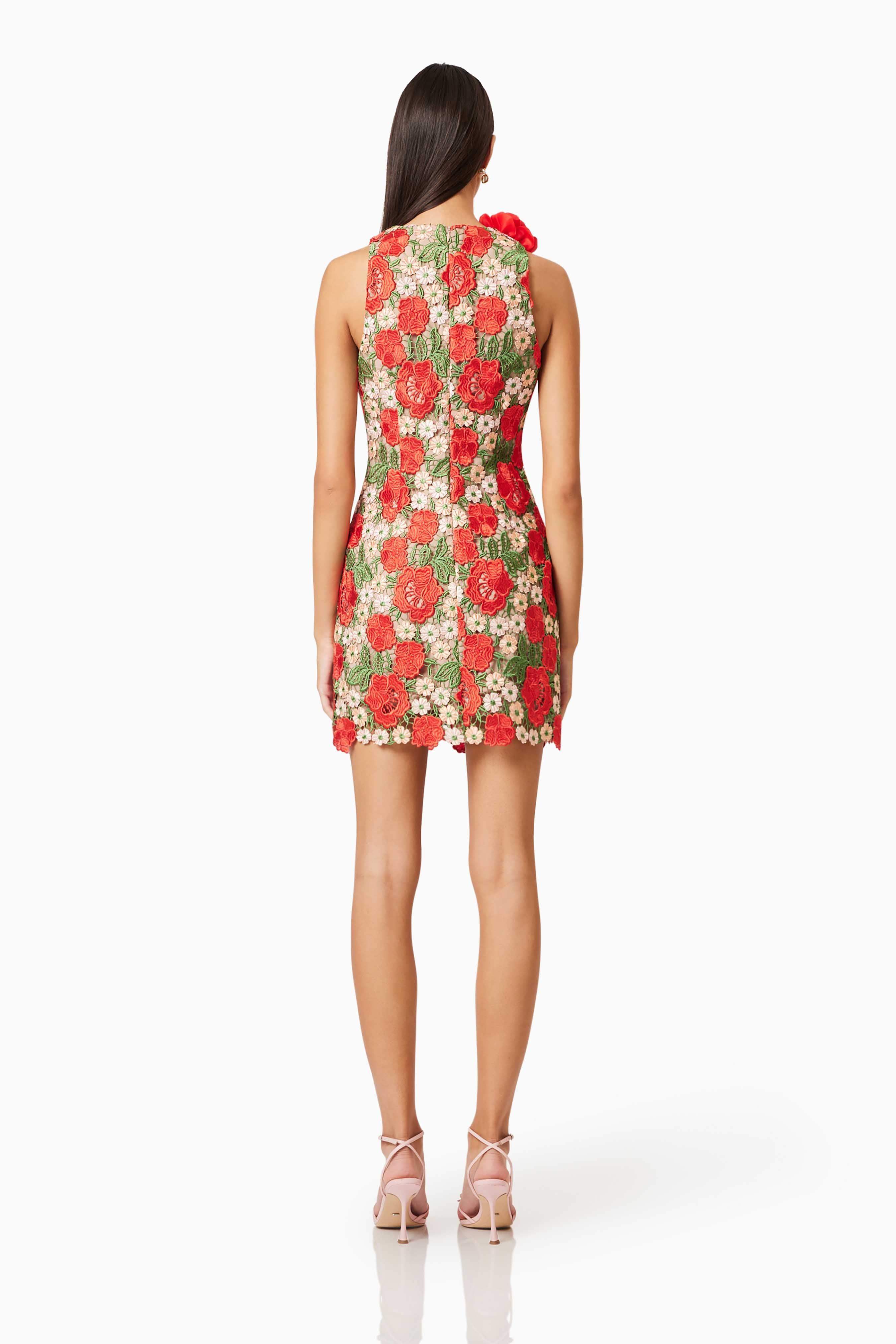 Roselyn Embroidered Mini Dress In Red - Image 5