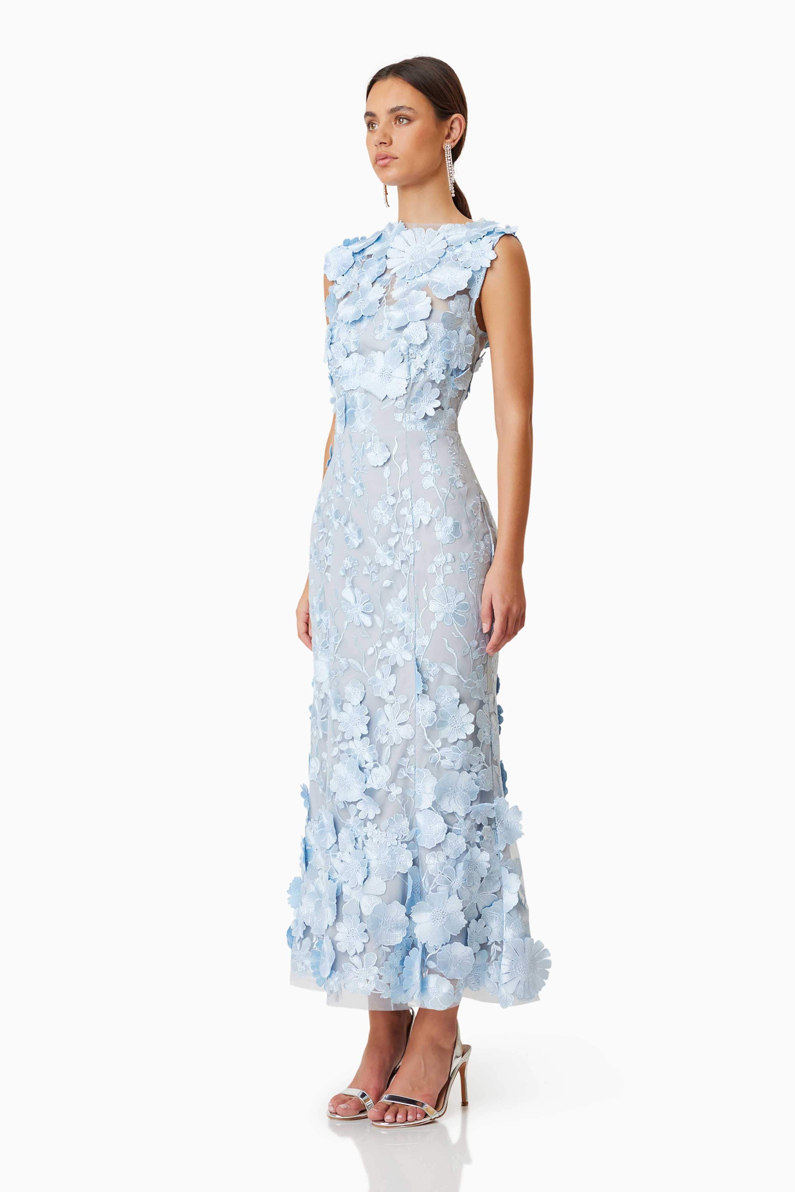Selene Cocktail Midi Dress Blue - Image 3