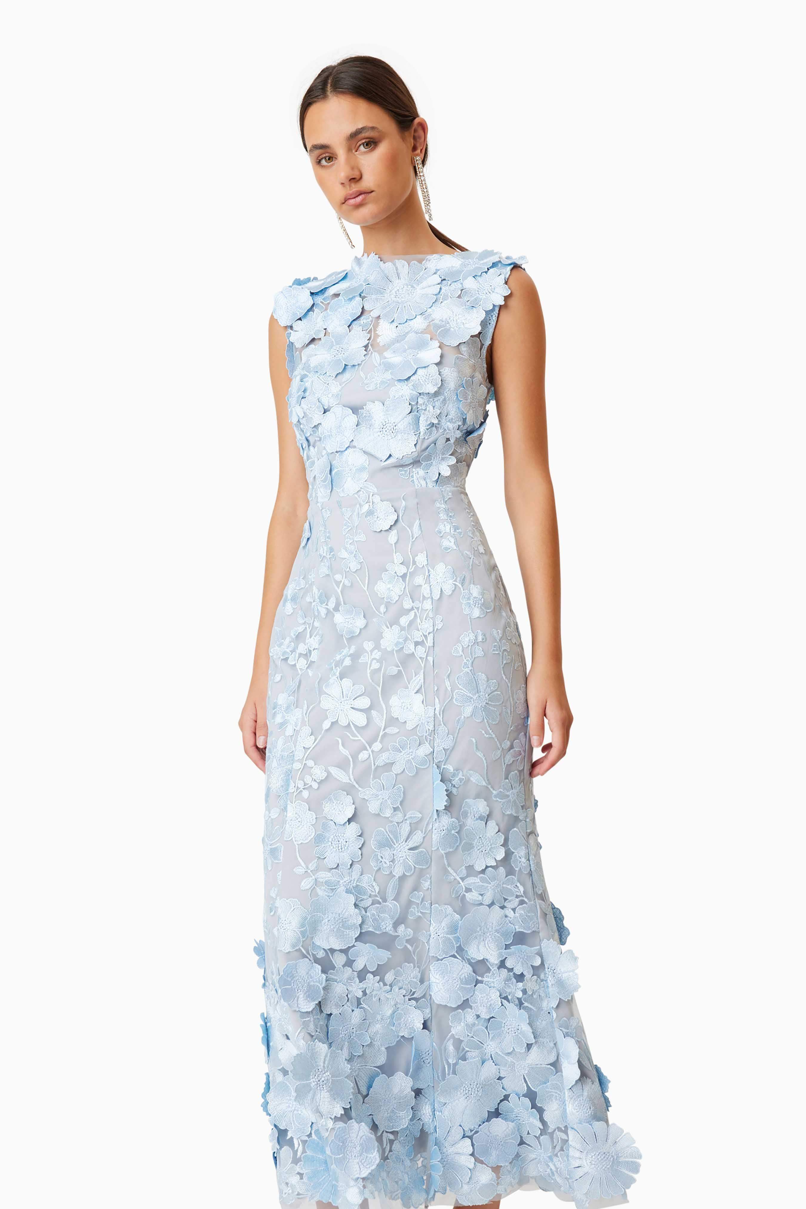 Selene Cocktail Midi Dress Blue - Image 6