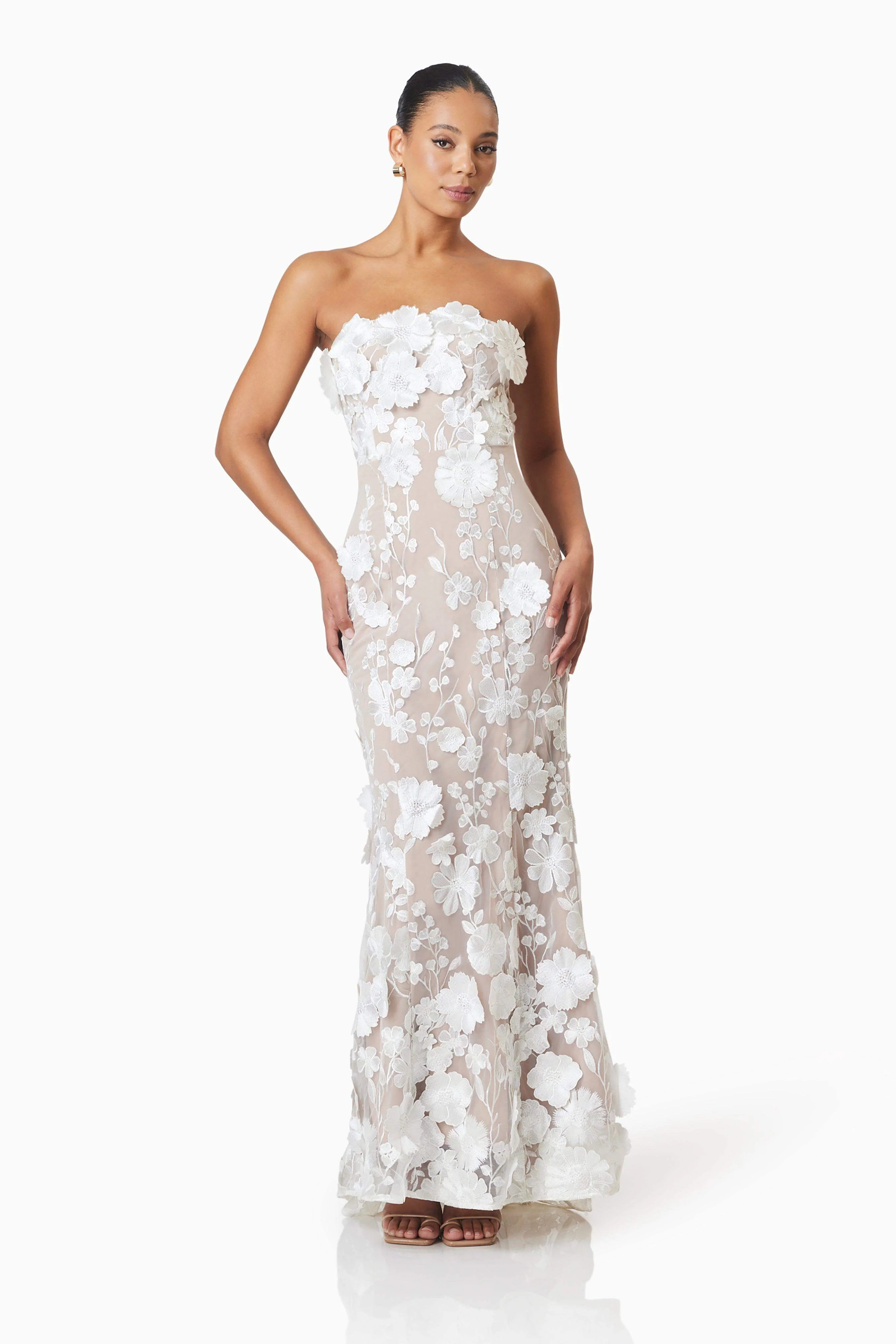 Tiana Floral Maxi Dress in White - Image 3