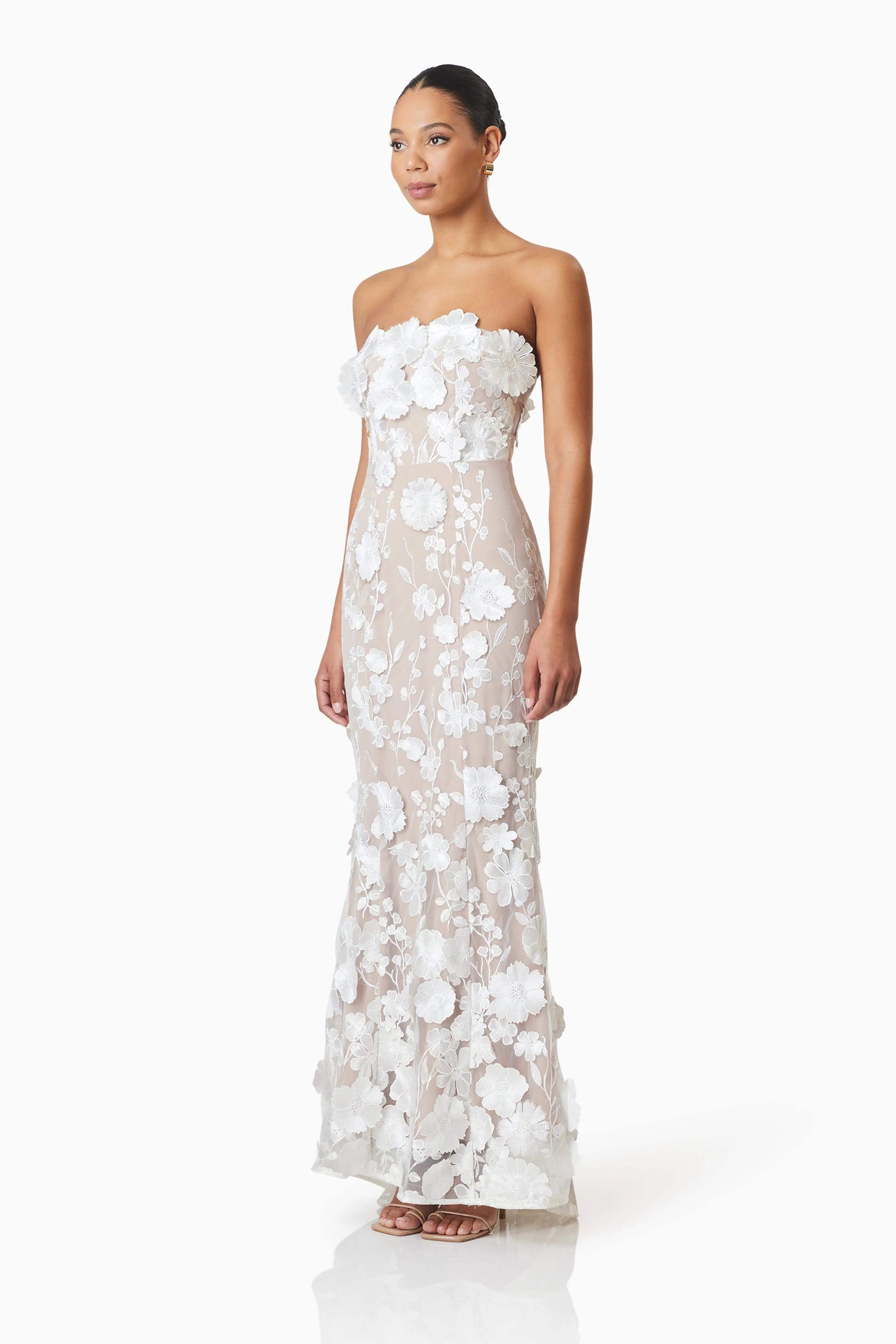 Tiana Floral Maxi Dress in White - Image 4