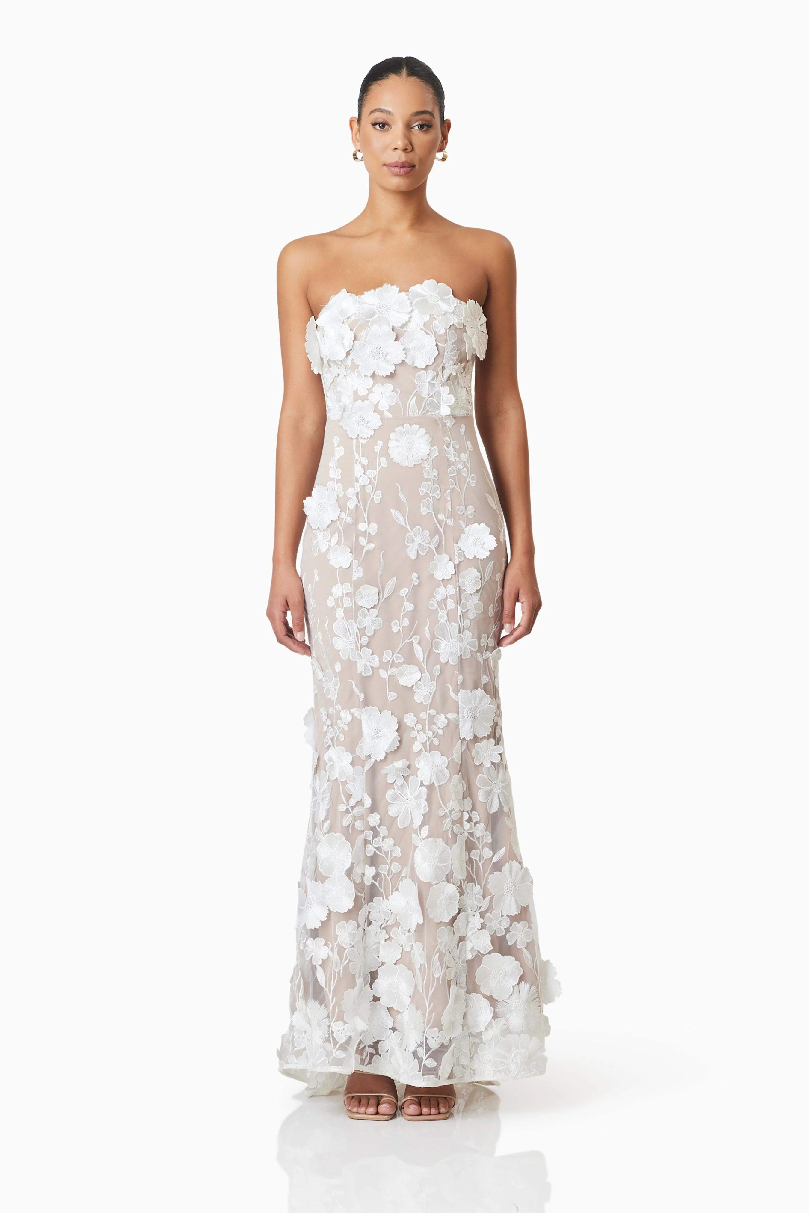 Tiana Floral Maxi Dress in White - Image 7