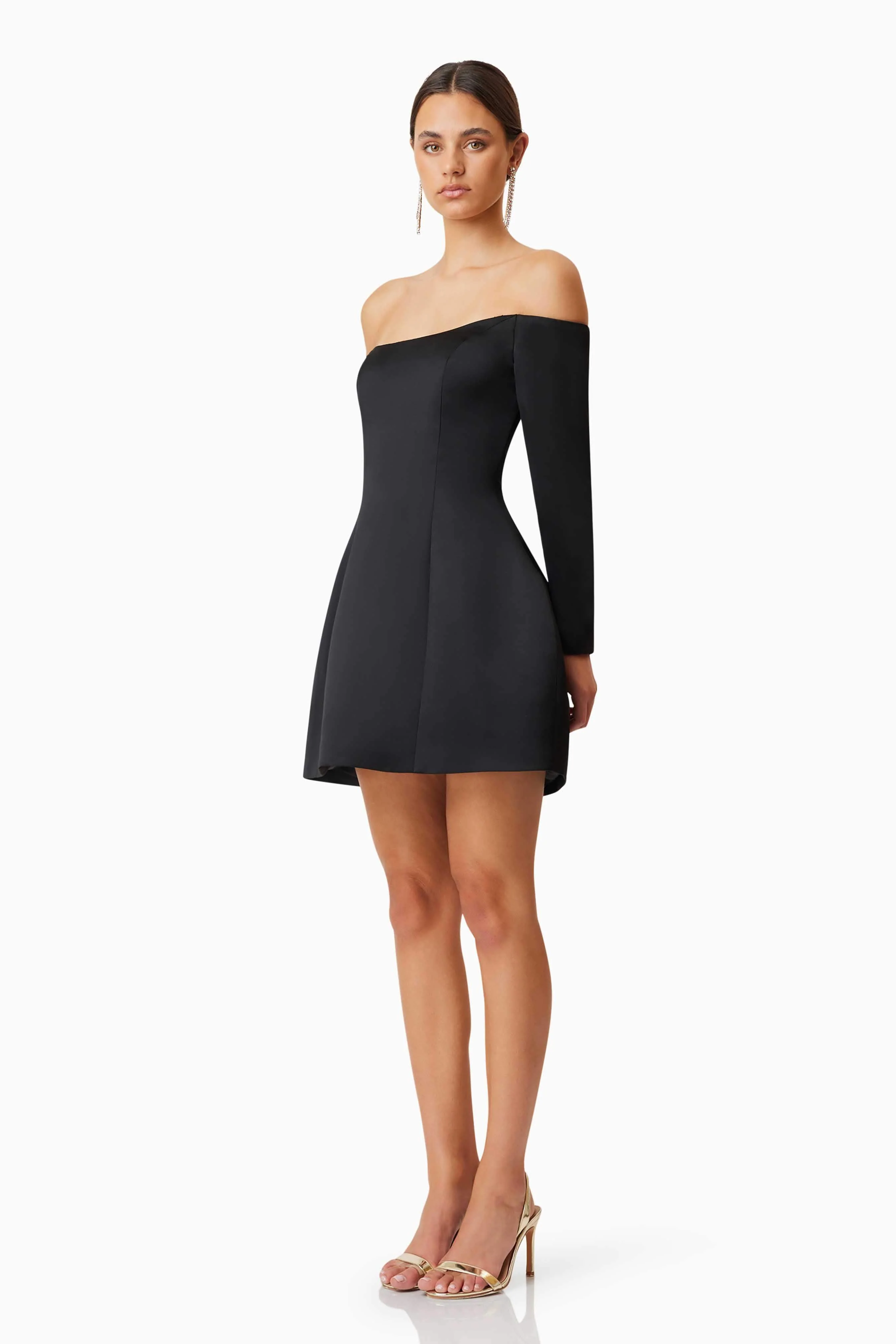 Vida Off The Shoulder Day Mini Dress In Black - Image 3